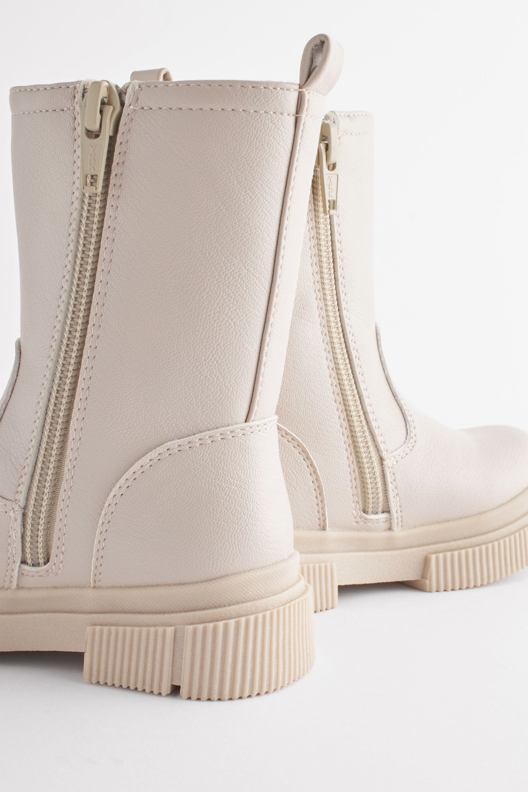 Beige Neutral Tall Chunky Boots