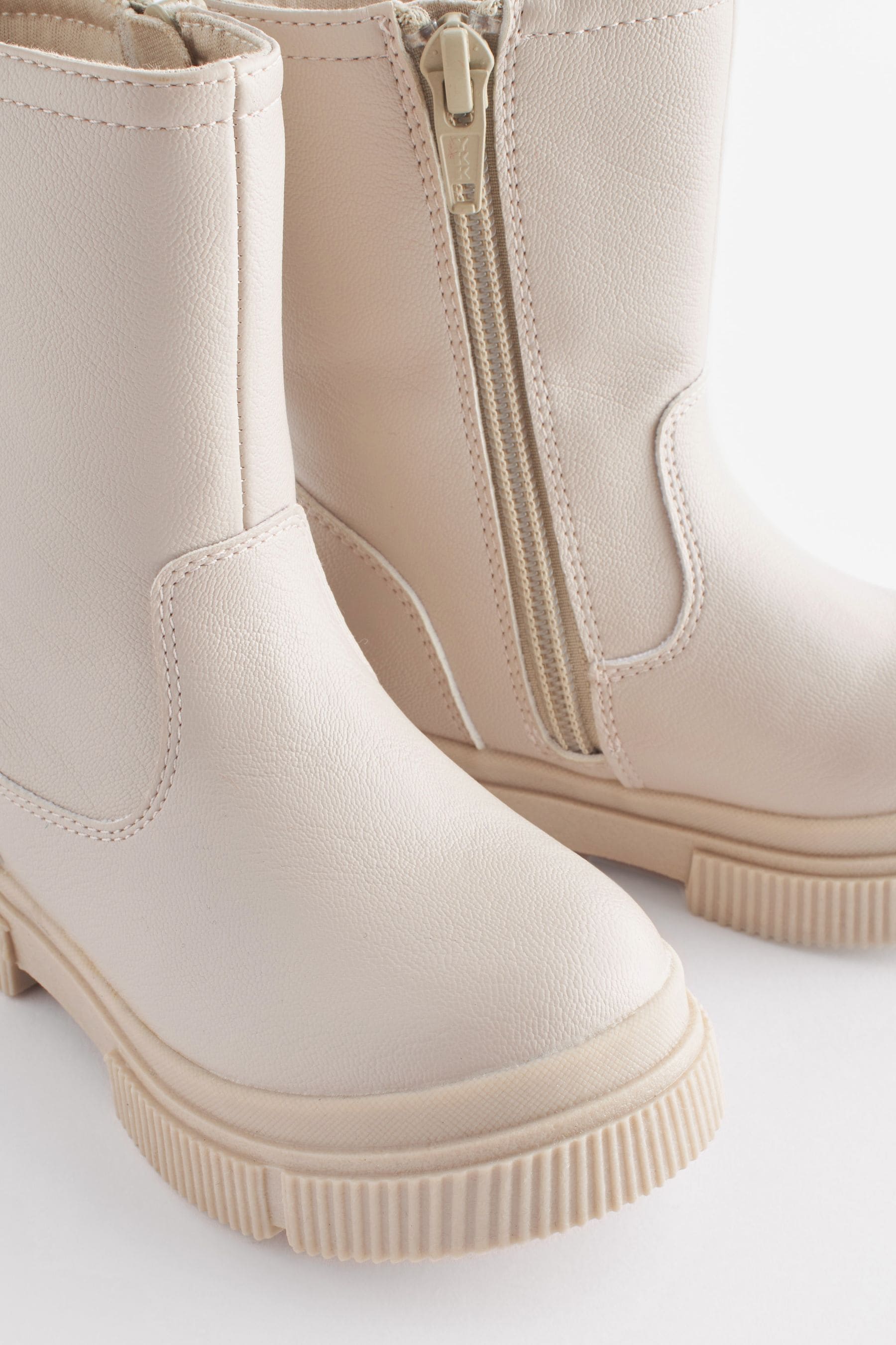 Beige Neutral Tall Chunky Boots