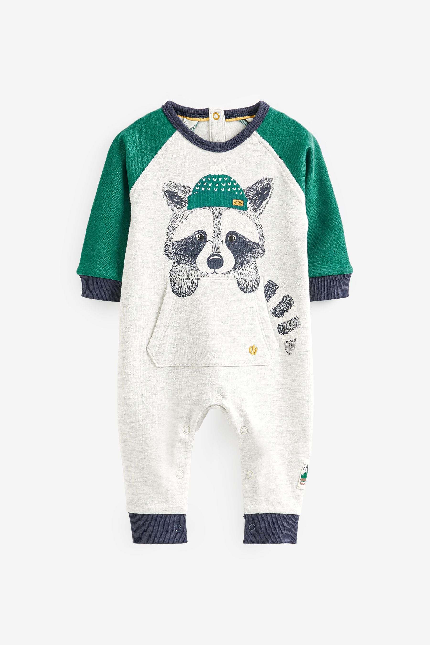 Grey FatFace Baby Marl Racoon Romper