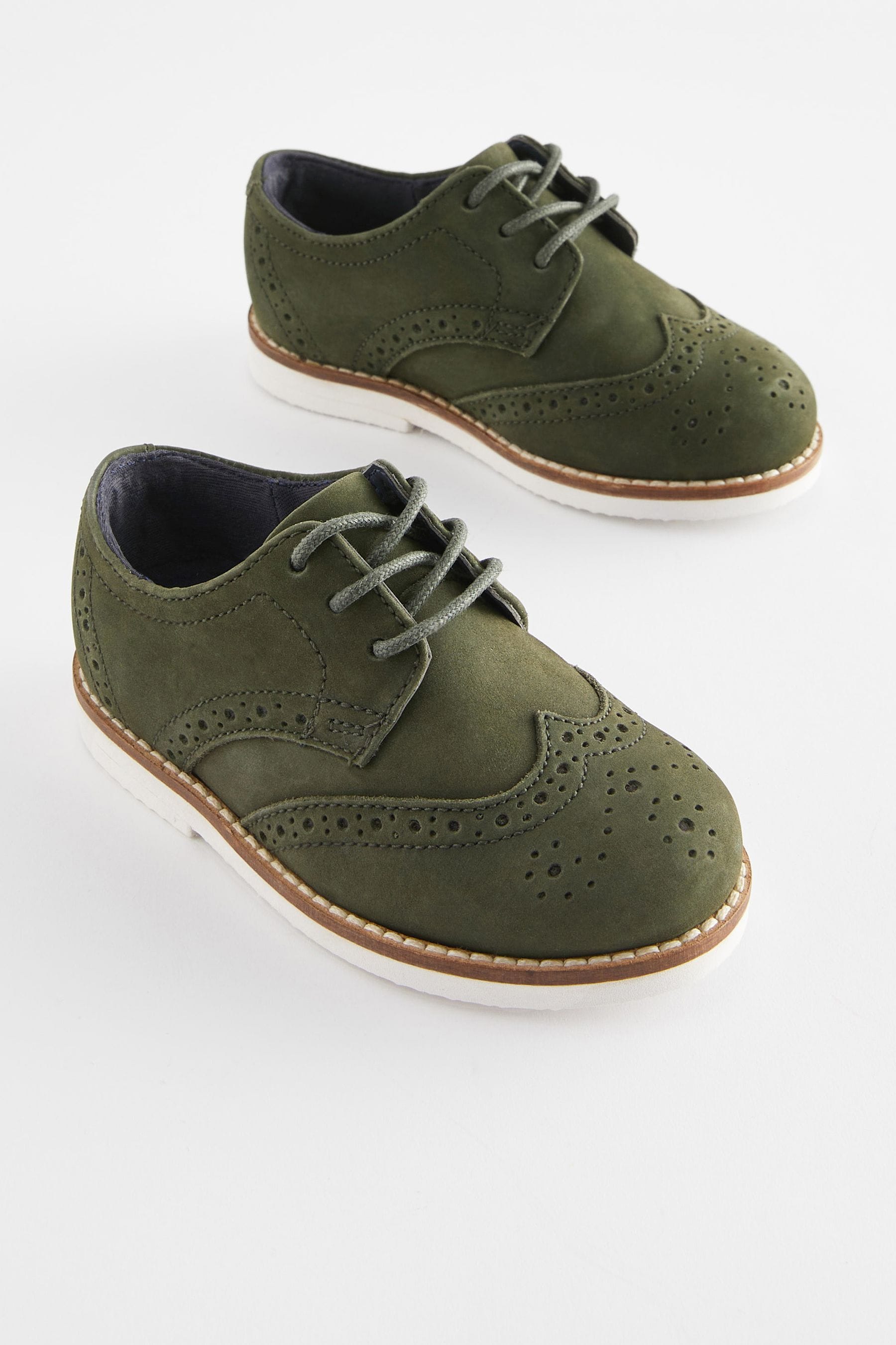 Olive Green Smart Leather Brogues Shoes