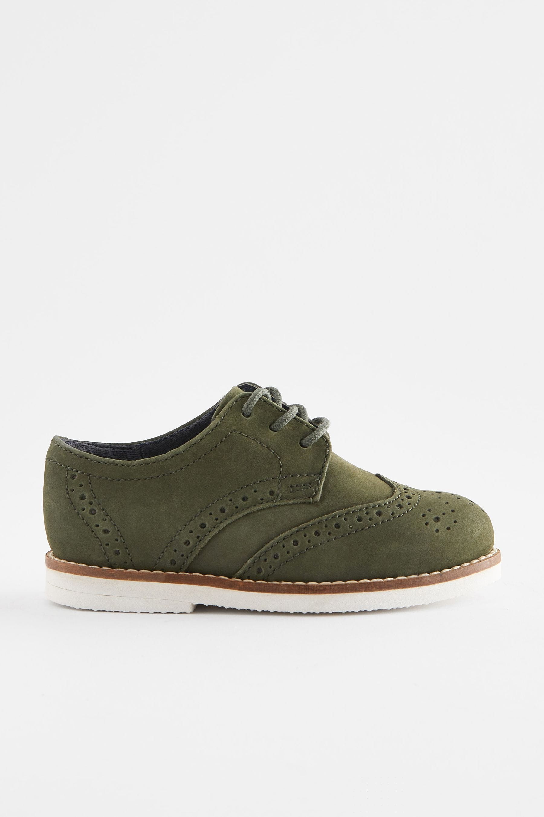 Olive Green Smart Leather Brogues Shoes