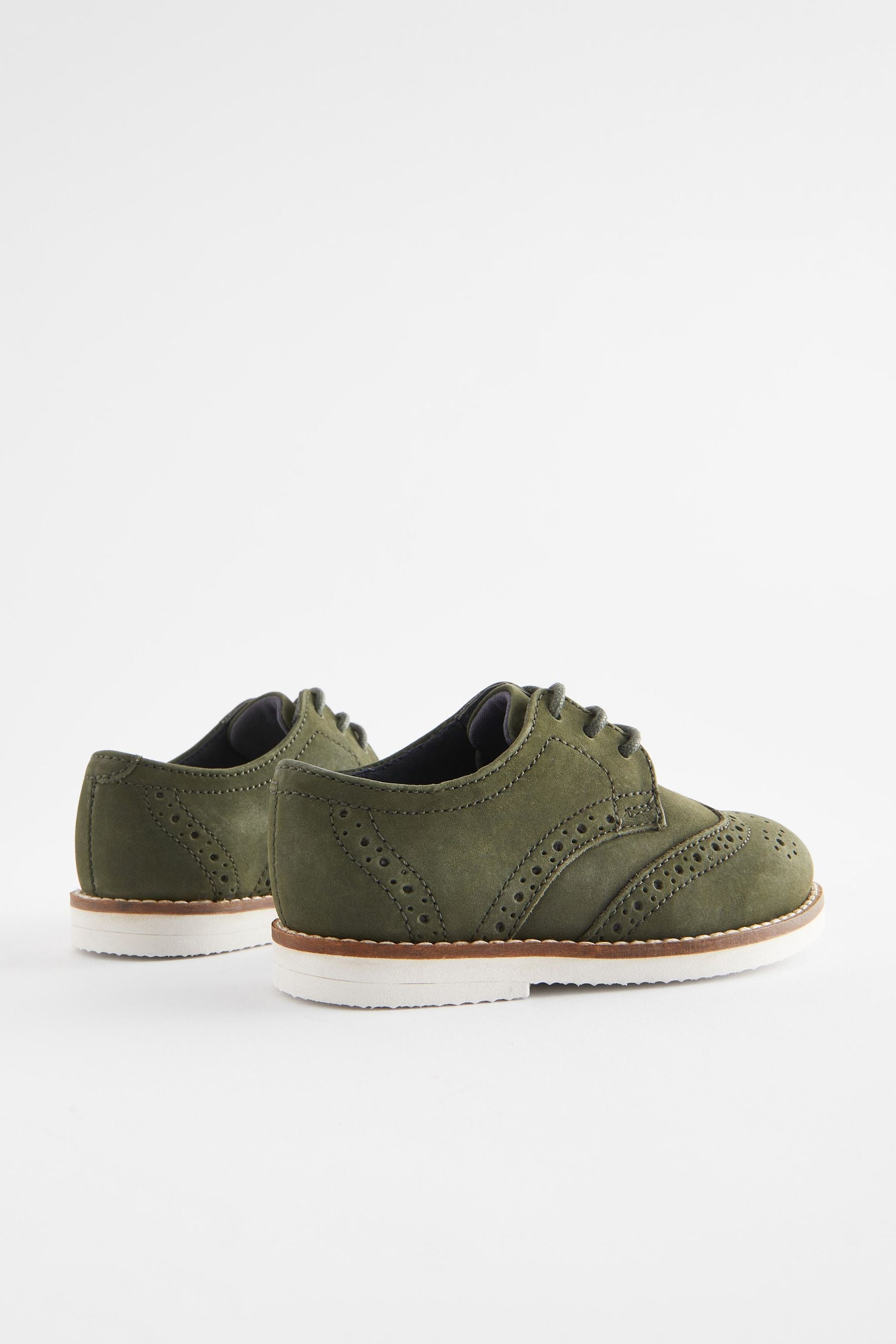 Olive Green Smart Leather Brogues Shoes