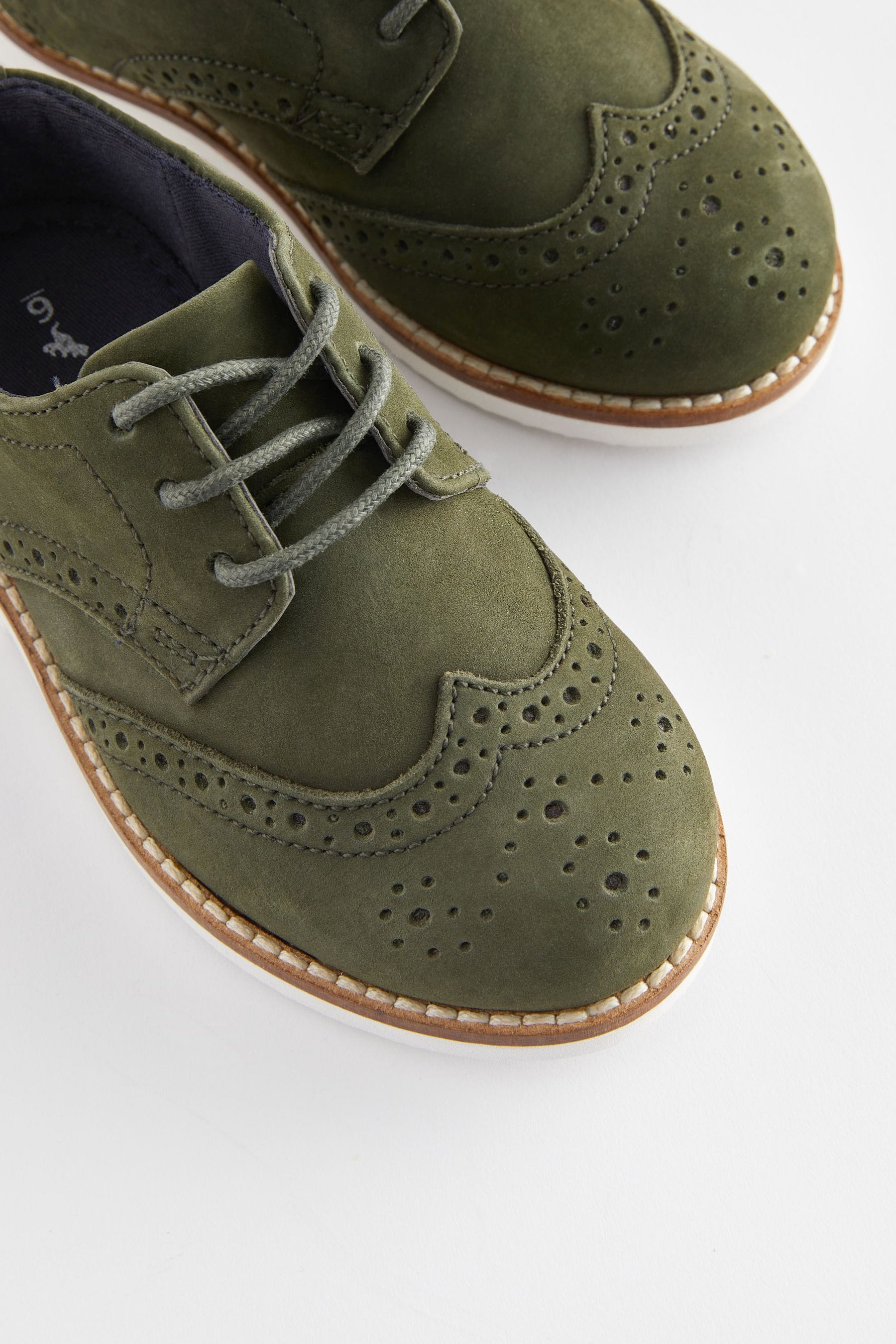 Olive Green Smart Leather Brogues Shoes