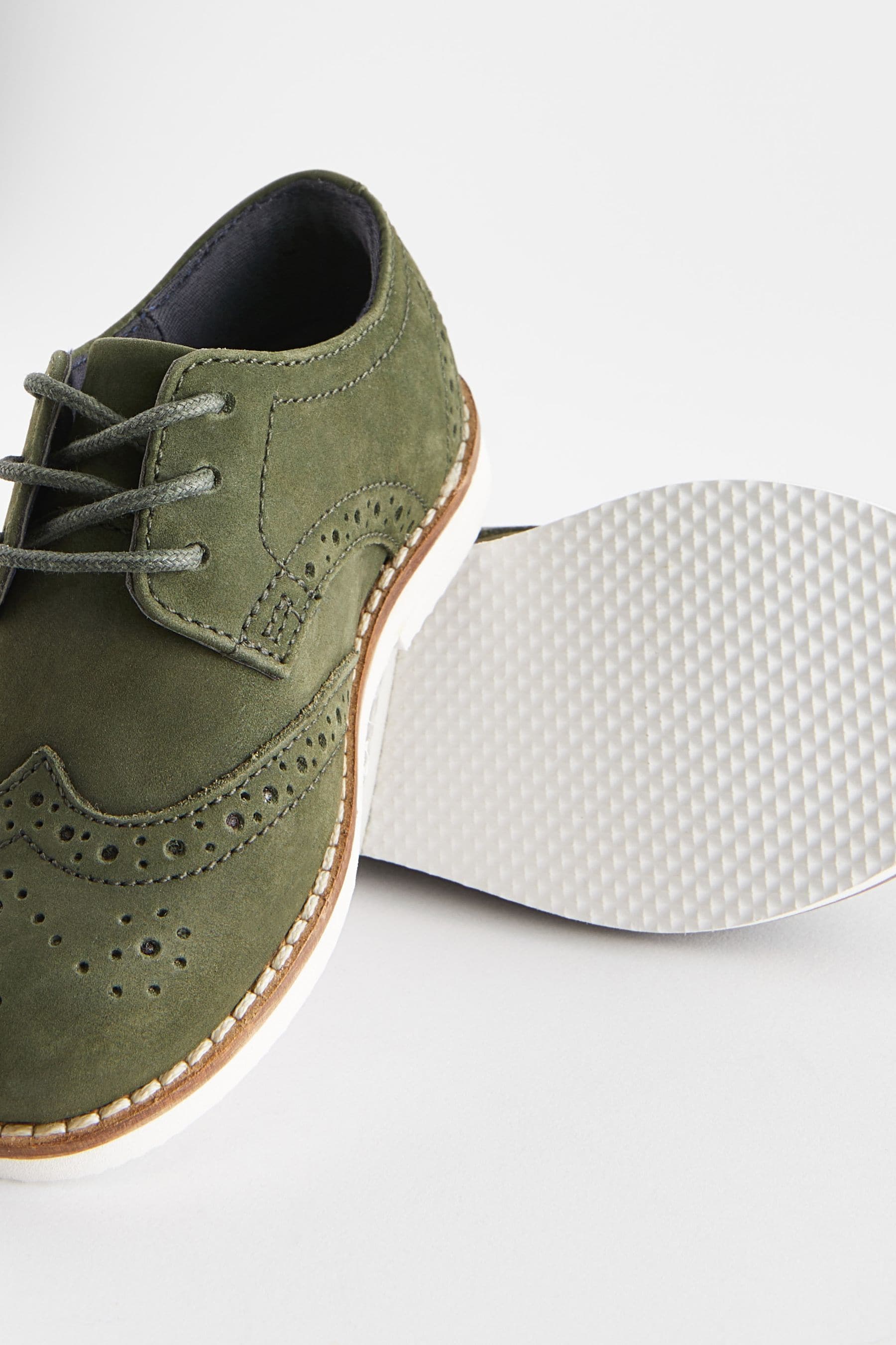 Olive Green Smart Leather Brogues Shoes