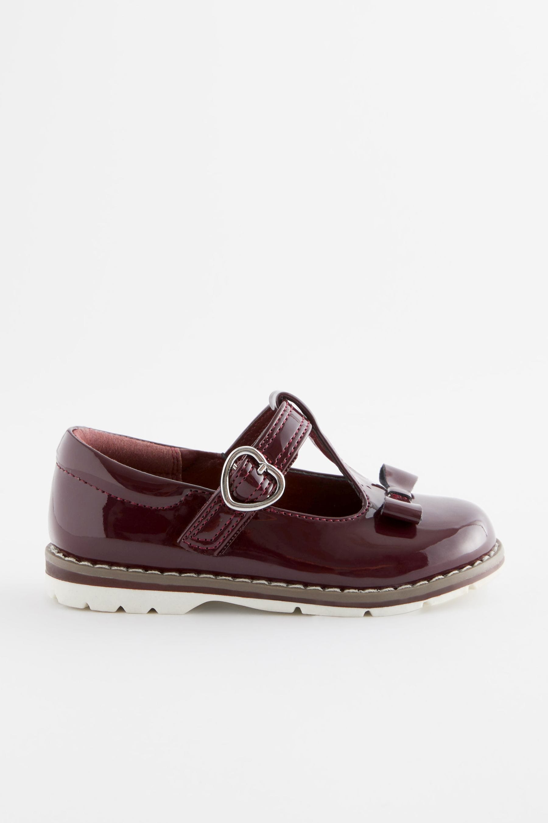 Plum Purple Patent Bow T-Bar Shoes