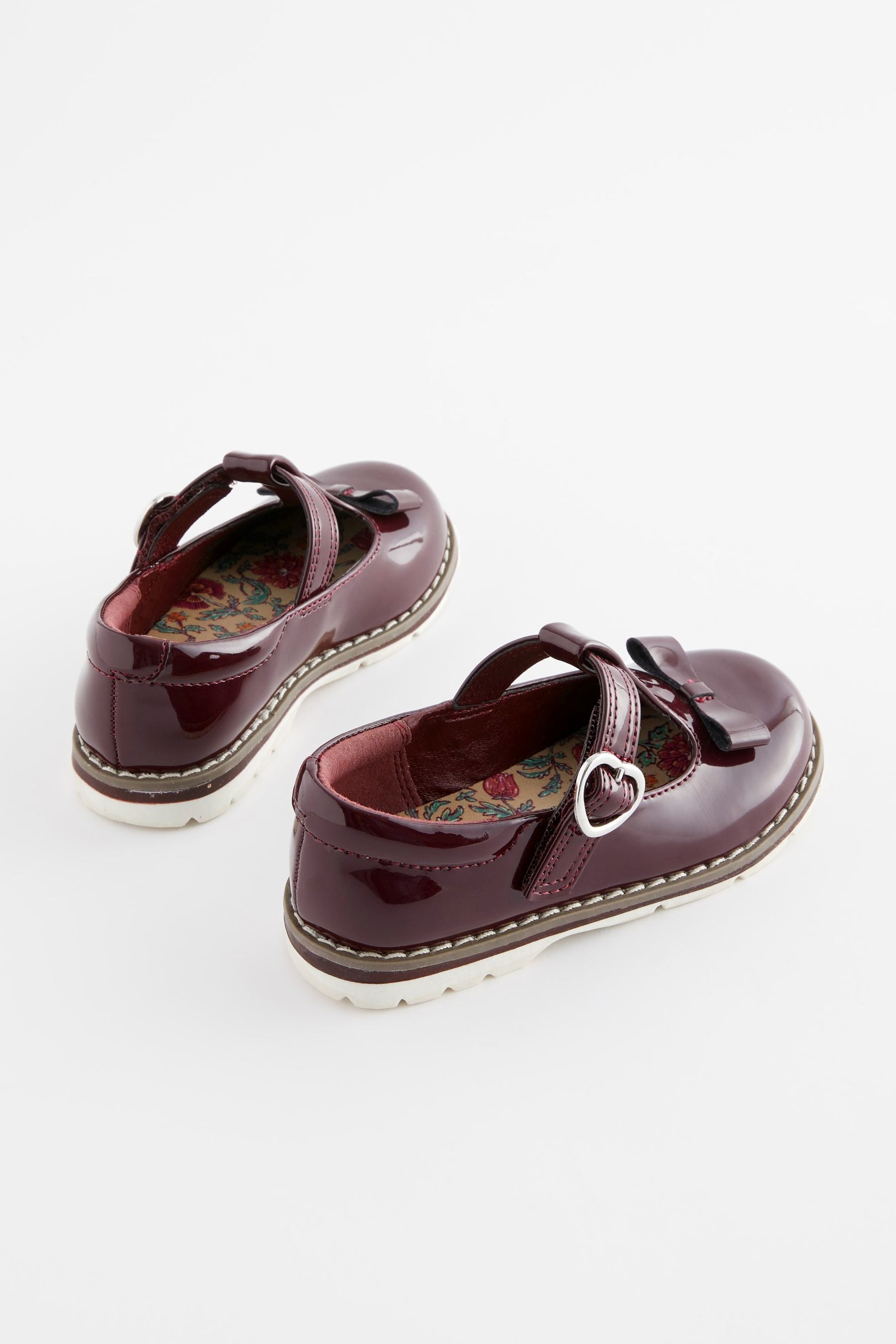 Plum Purple Patent Bow T-Bar Shoes