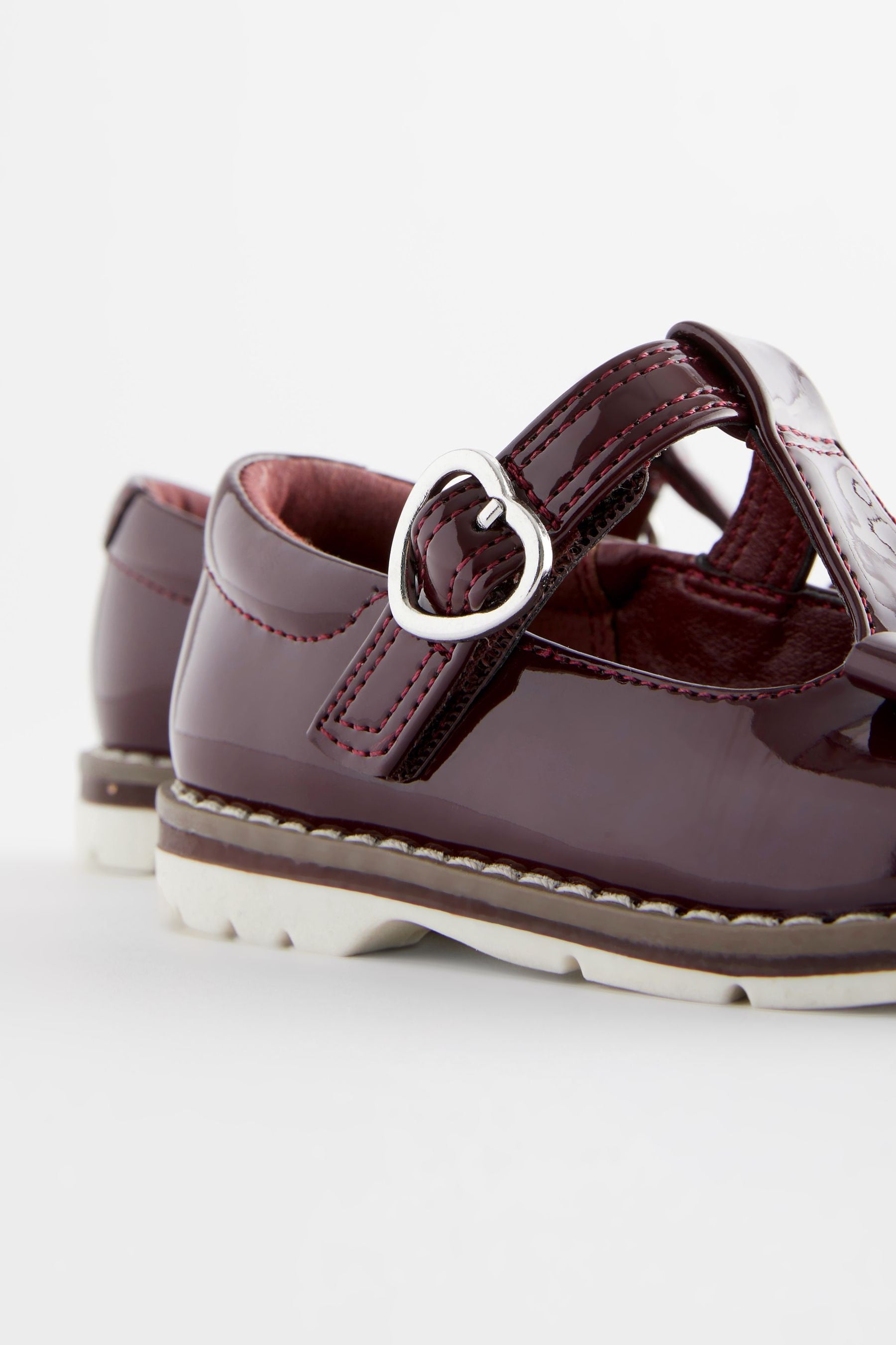 Plum Purple Patent Bow T-Bar Shoes