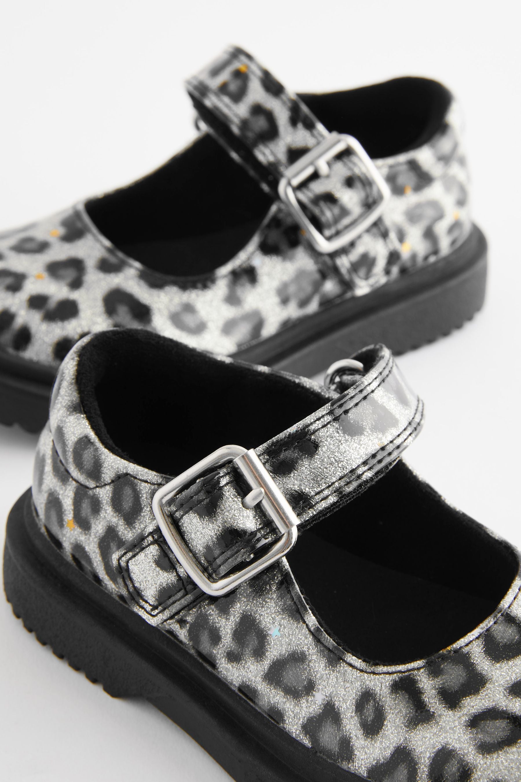 Sparkle Animal Print Chunky Mary Jane Shoes