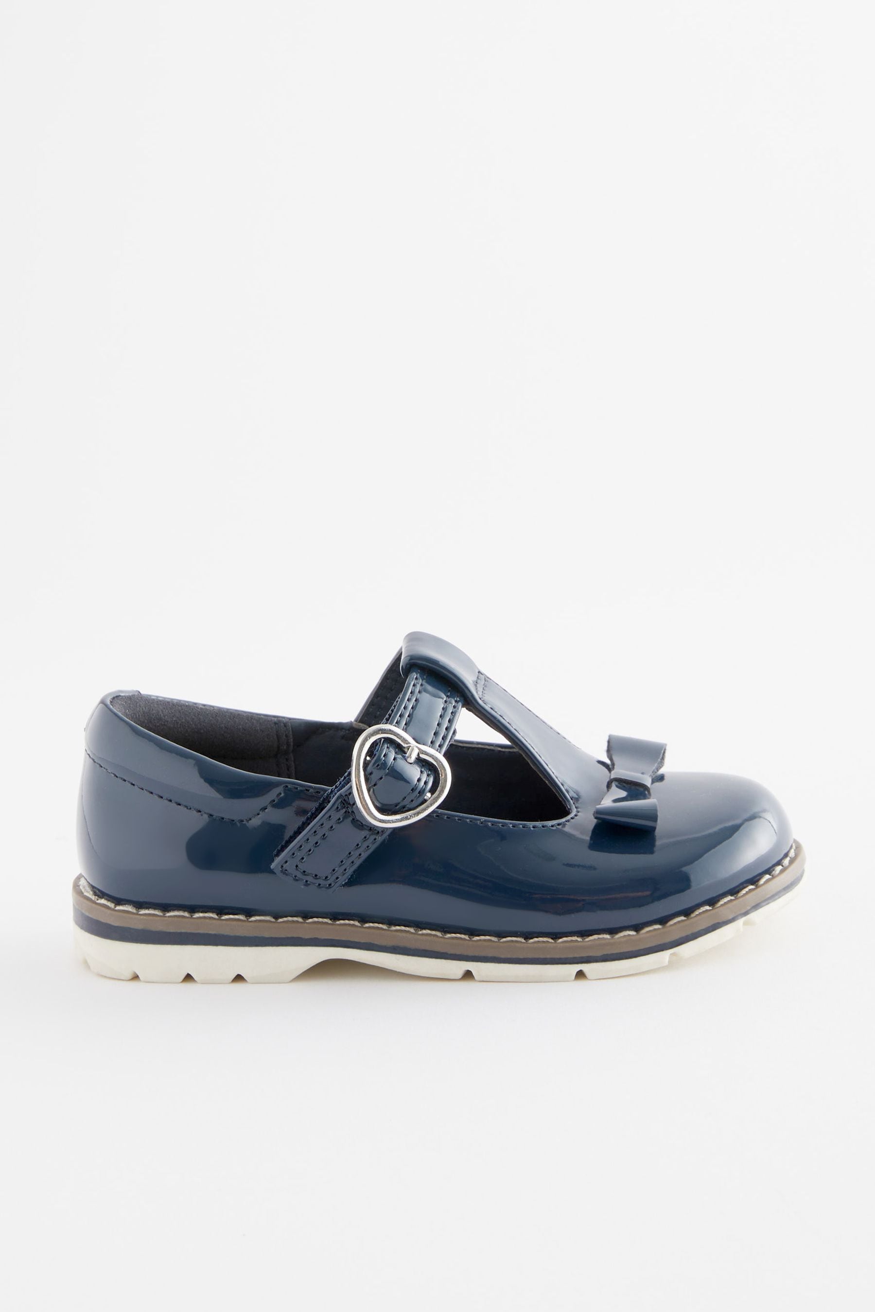 Navy Blue Bow T-Bar Shoes