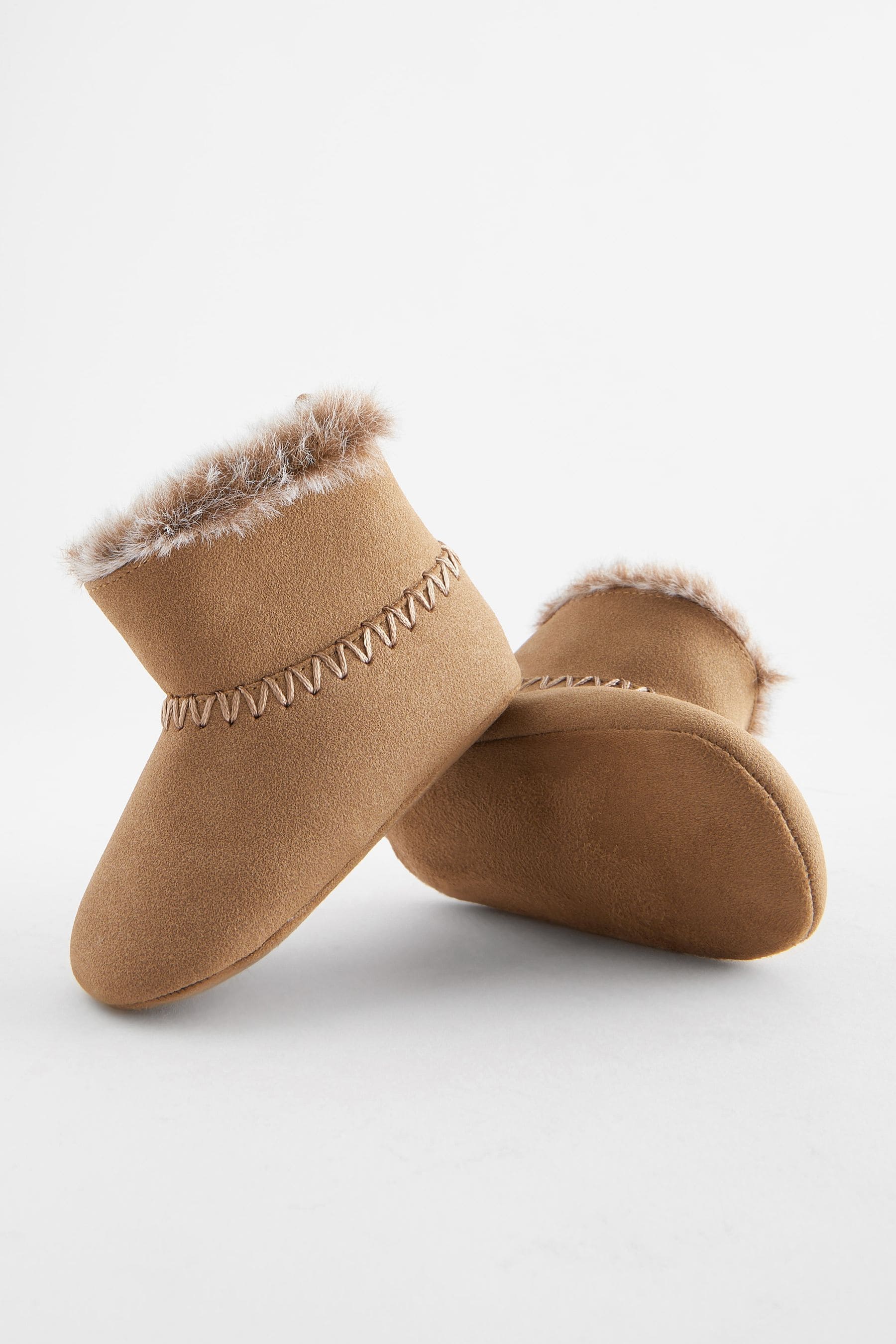 Tan Brown Cosy Pull On Baby Boots (0-24mths)