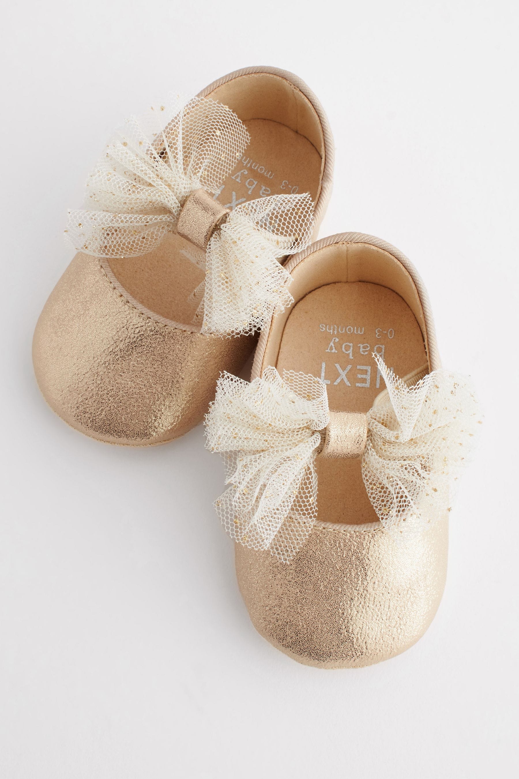 Gold Bow Ballet Occasion Baby Shoes (0-24mths)