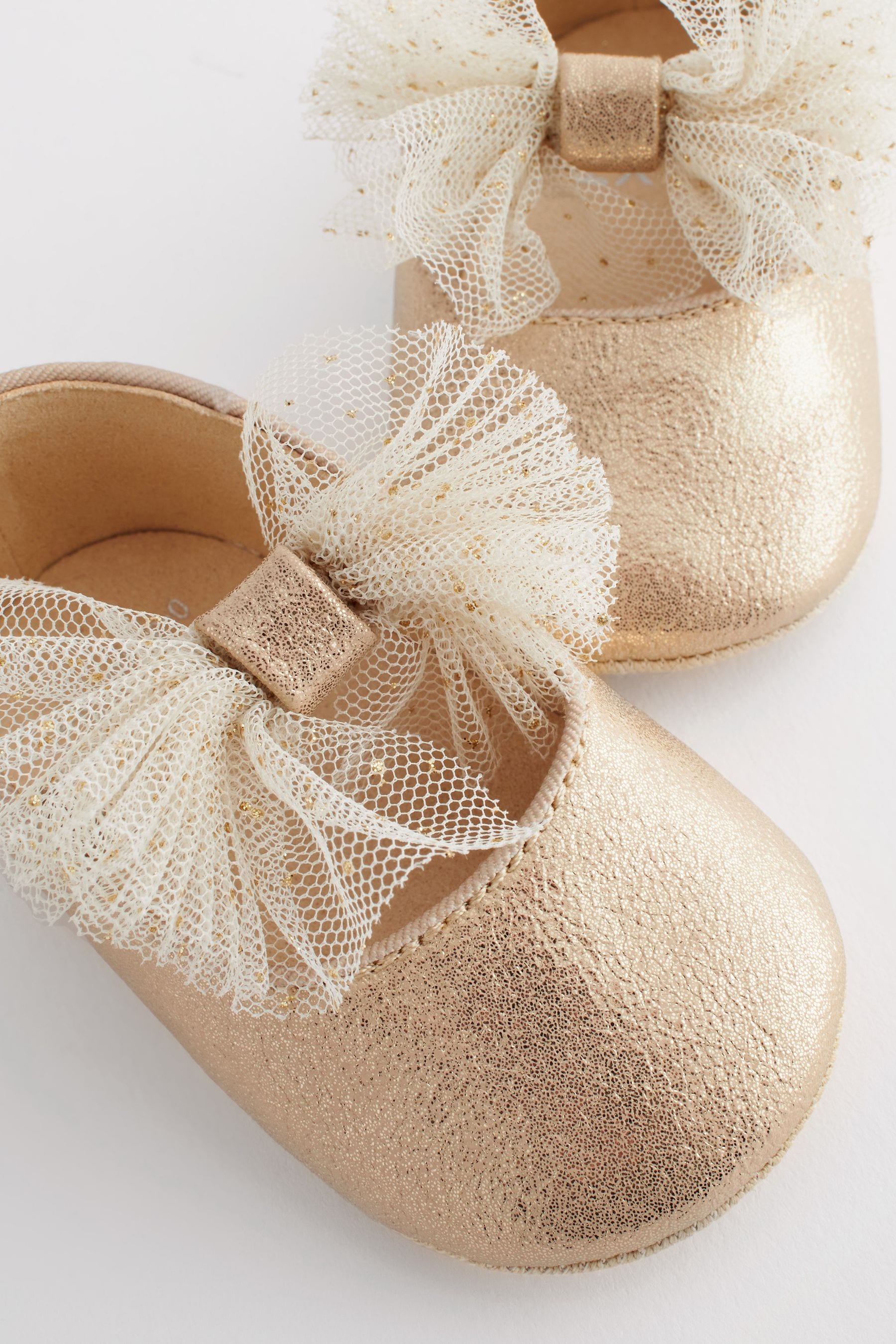 Gold Bow Ballet Occasion Baby Shoes (0-24mths)