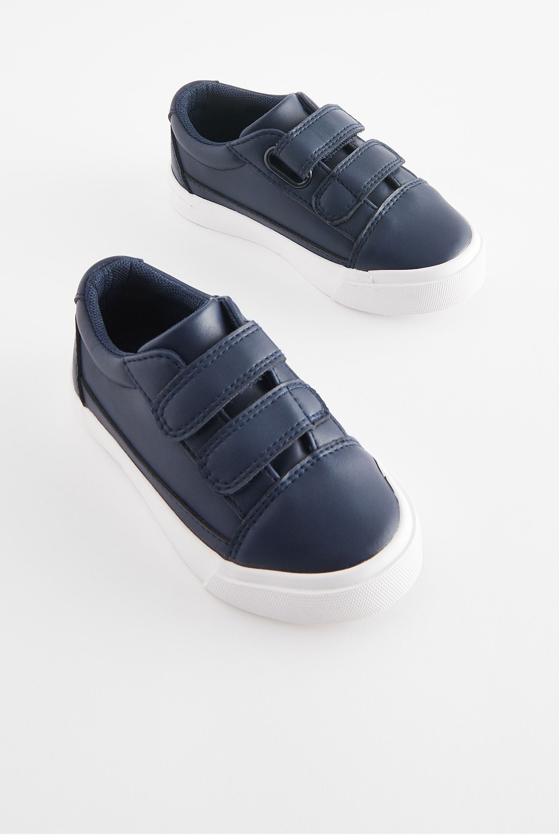 Navy Blue Plain Strap Touch Fastening Shoes