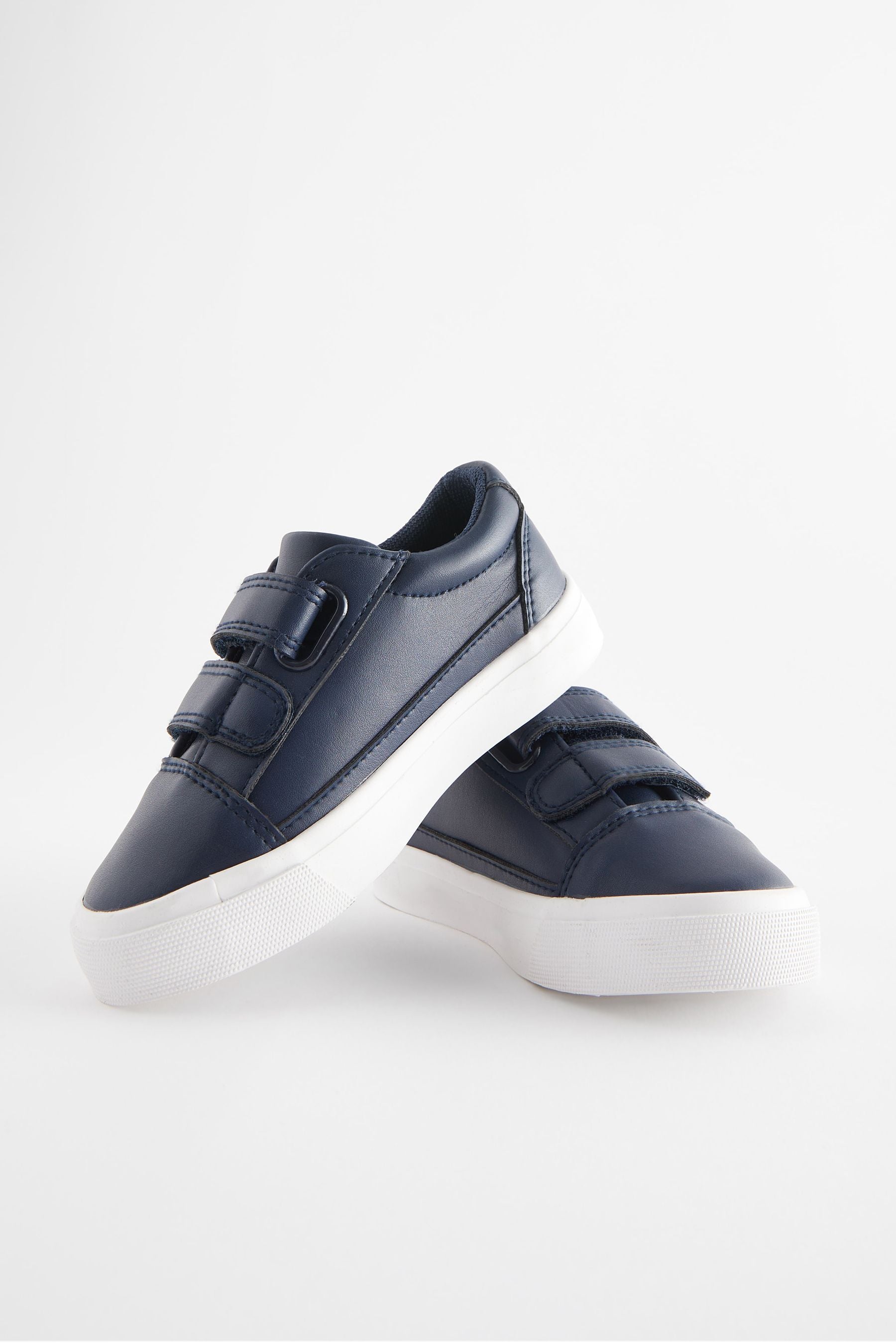 Navy Blue Plain Strap Touch Fastening Shoes