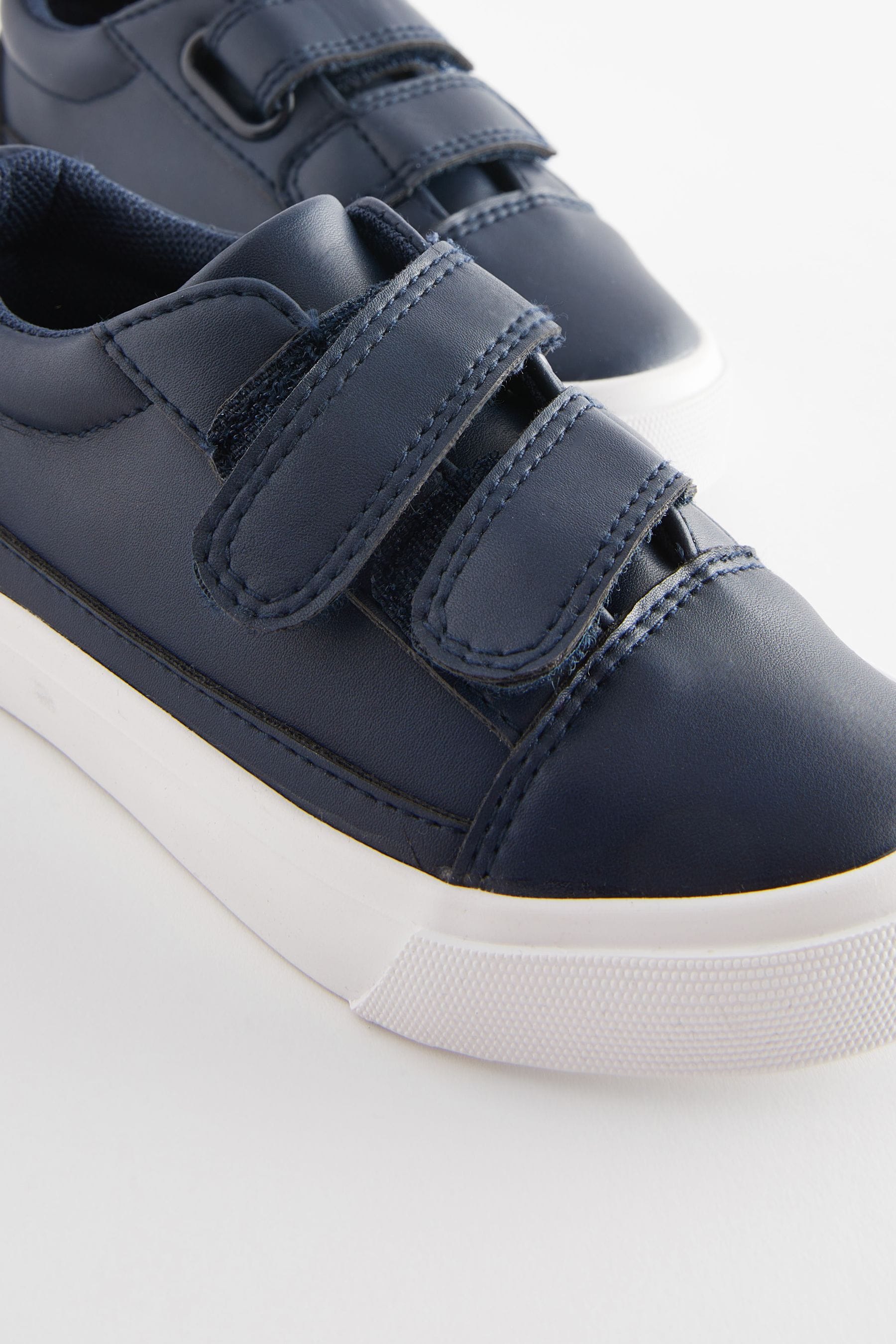 Navy Blue Plain Strap Touch Fastening Shoes