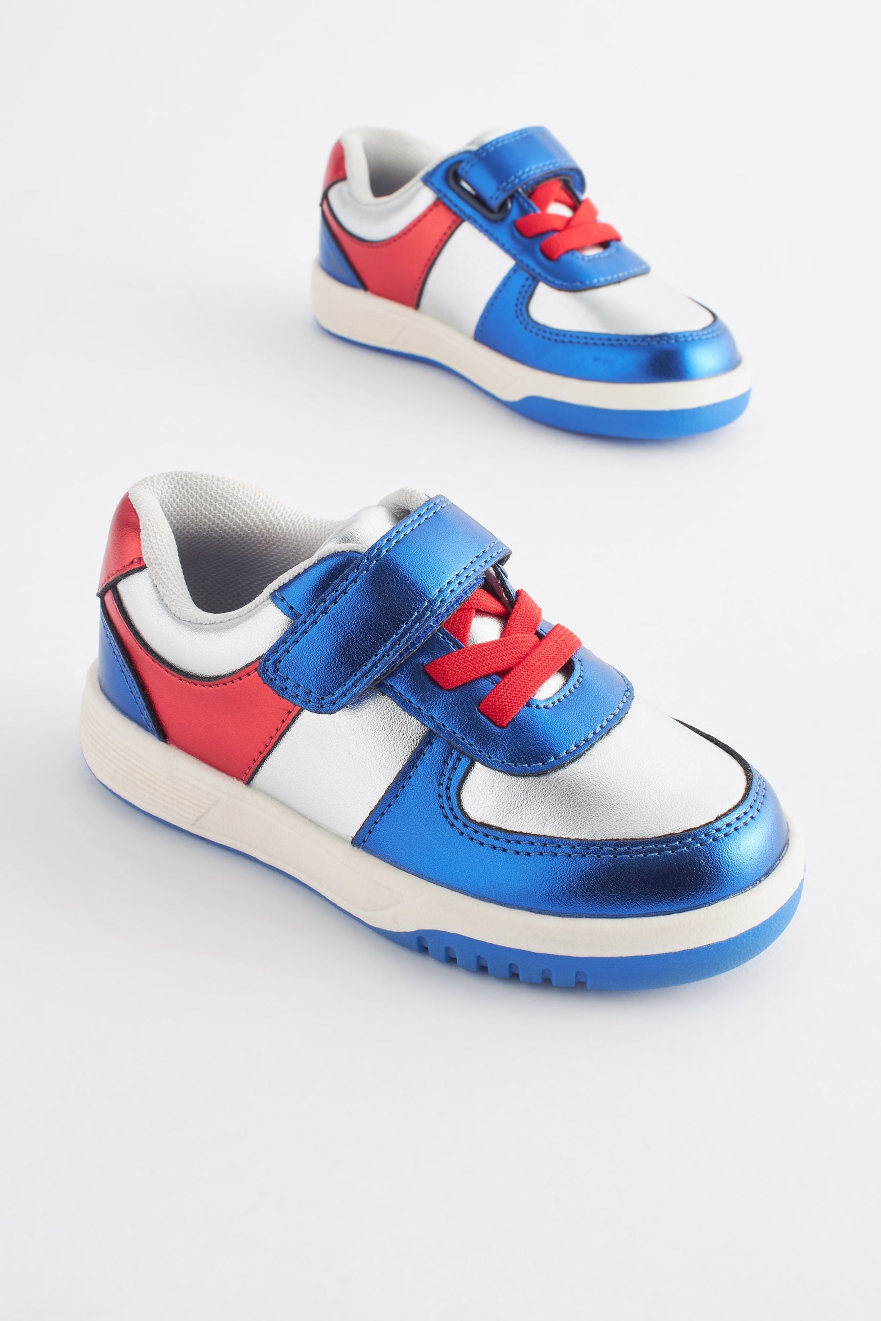 Metallic Red/Blue Strap Touch Fastening Trainers