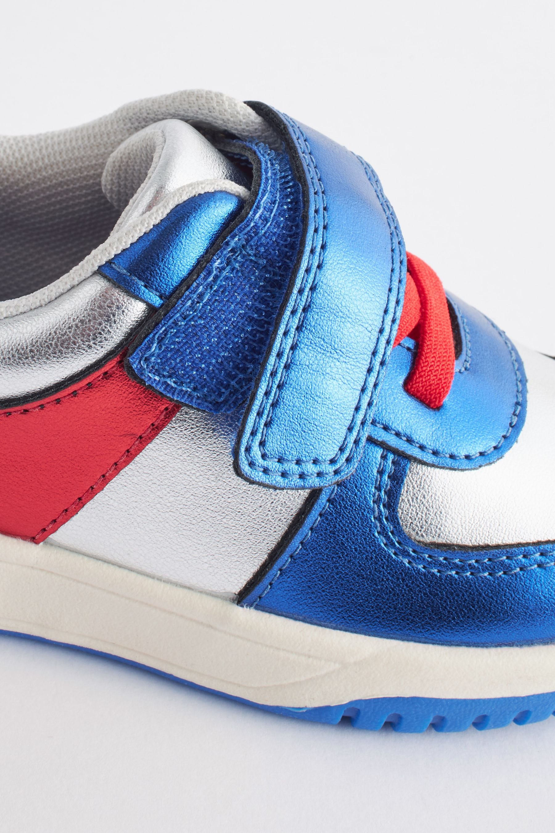 Metallic Red/Blue Strap Touch Fastening Trainers