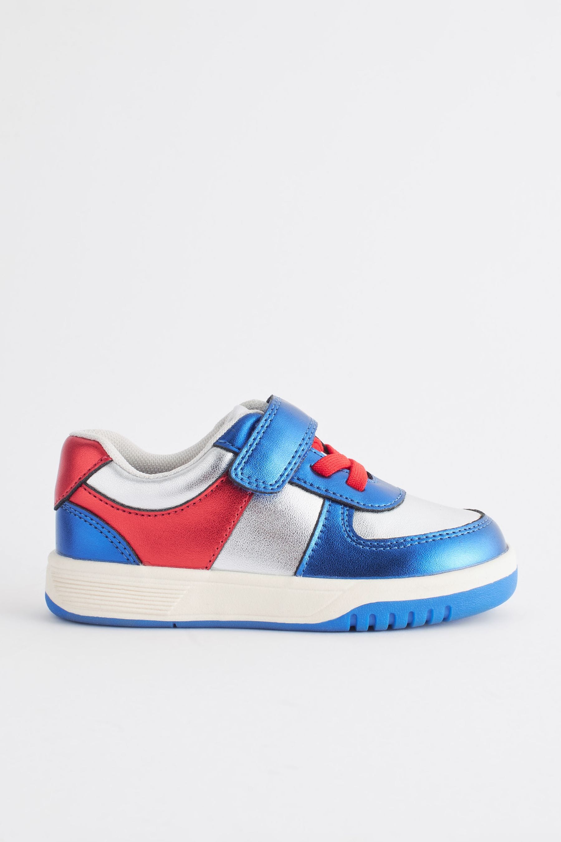 Metallic Red/Blue Strap Touch Fastening Trainers