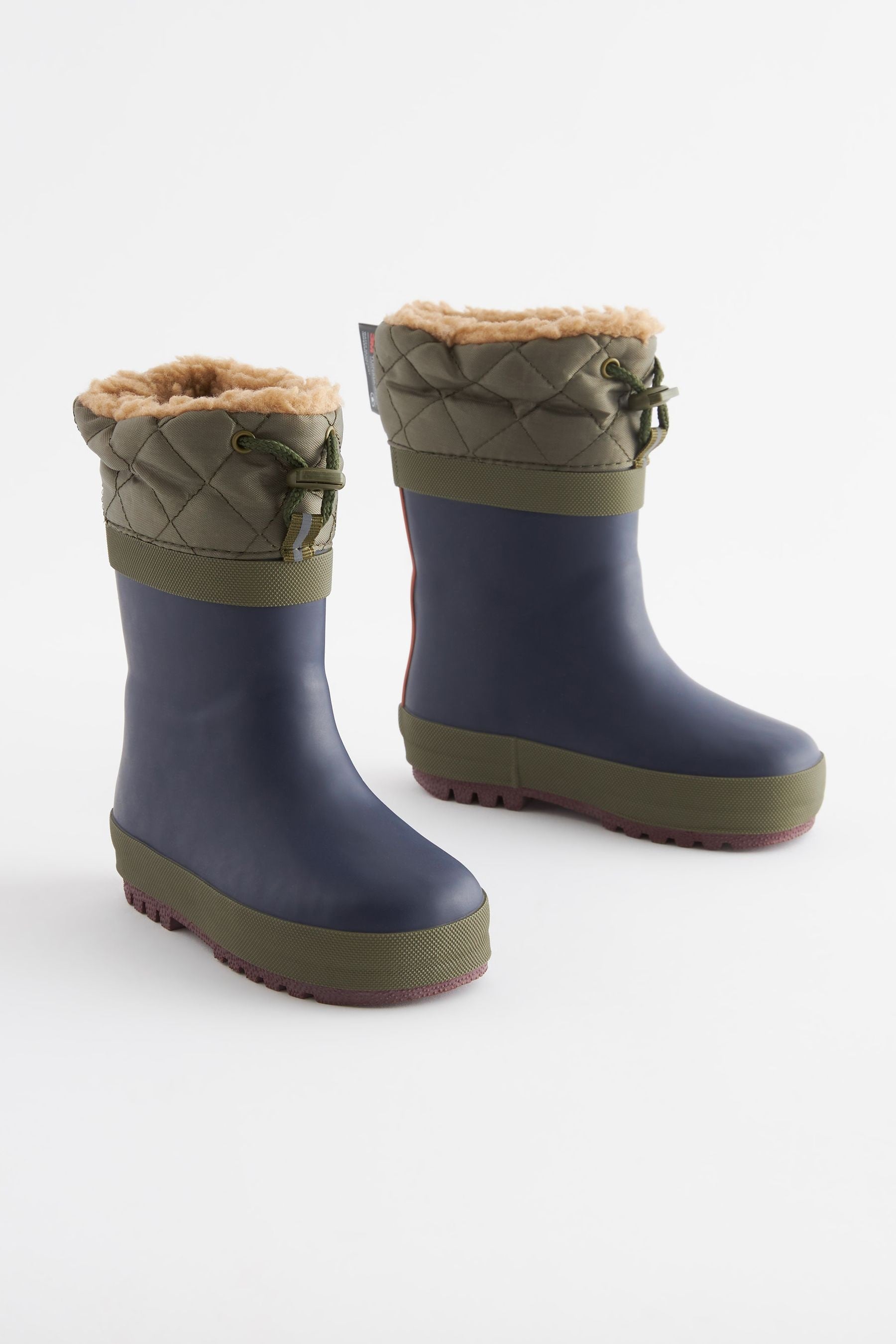 Navy Colourblock Cuff Wellies