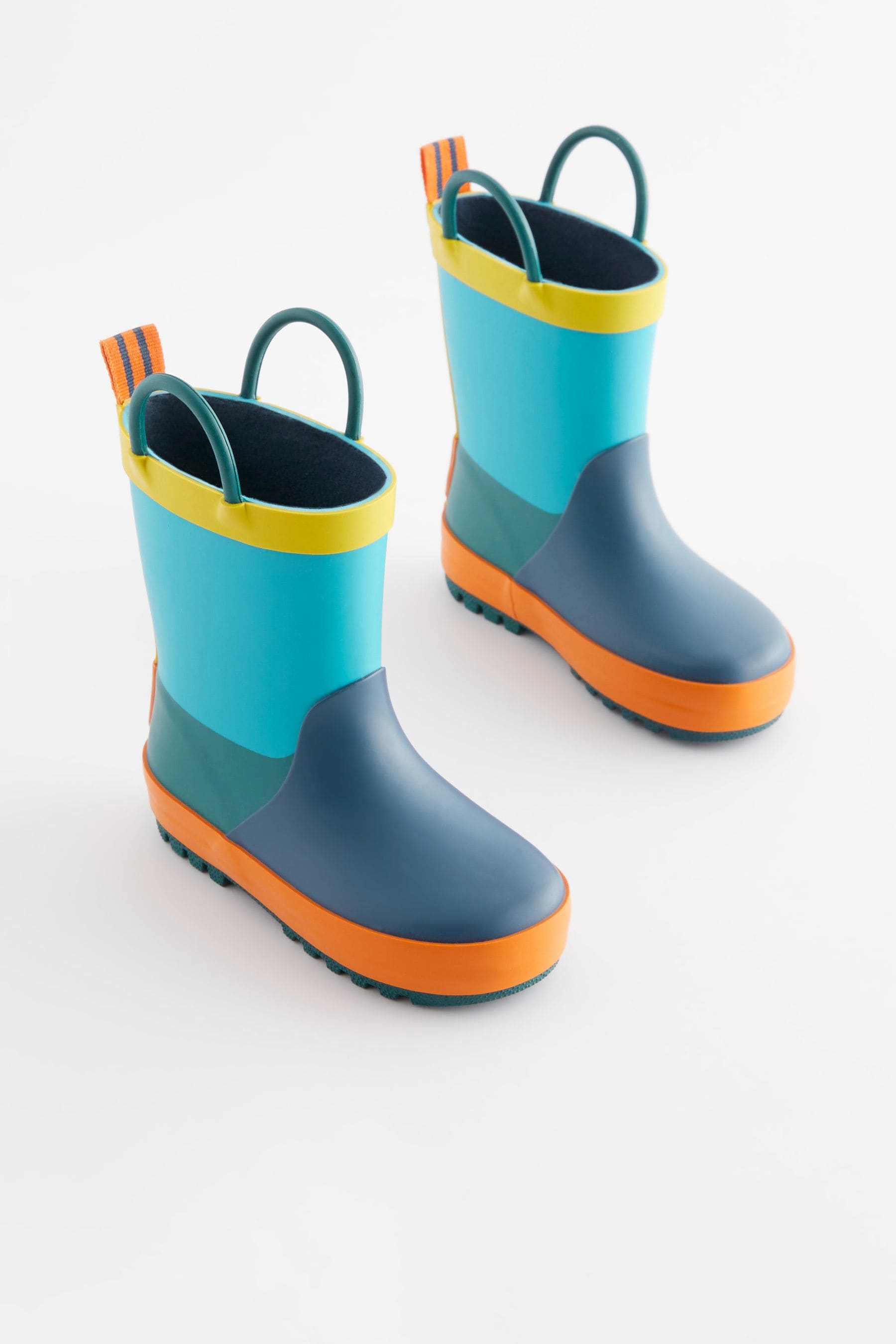 Bright Colourblock Handle Wellies