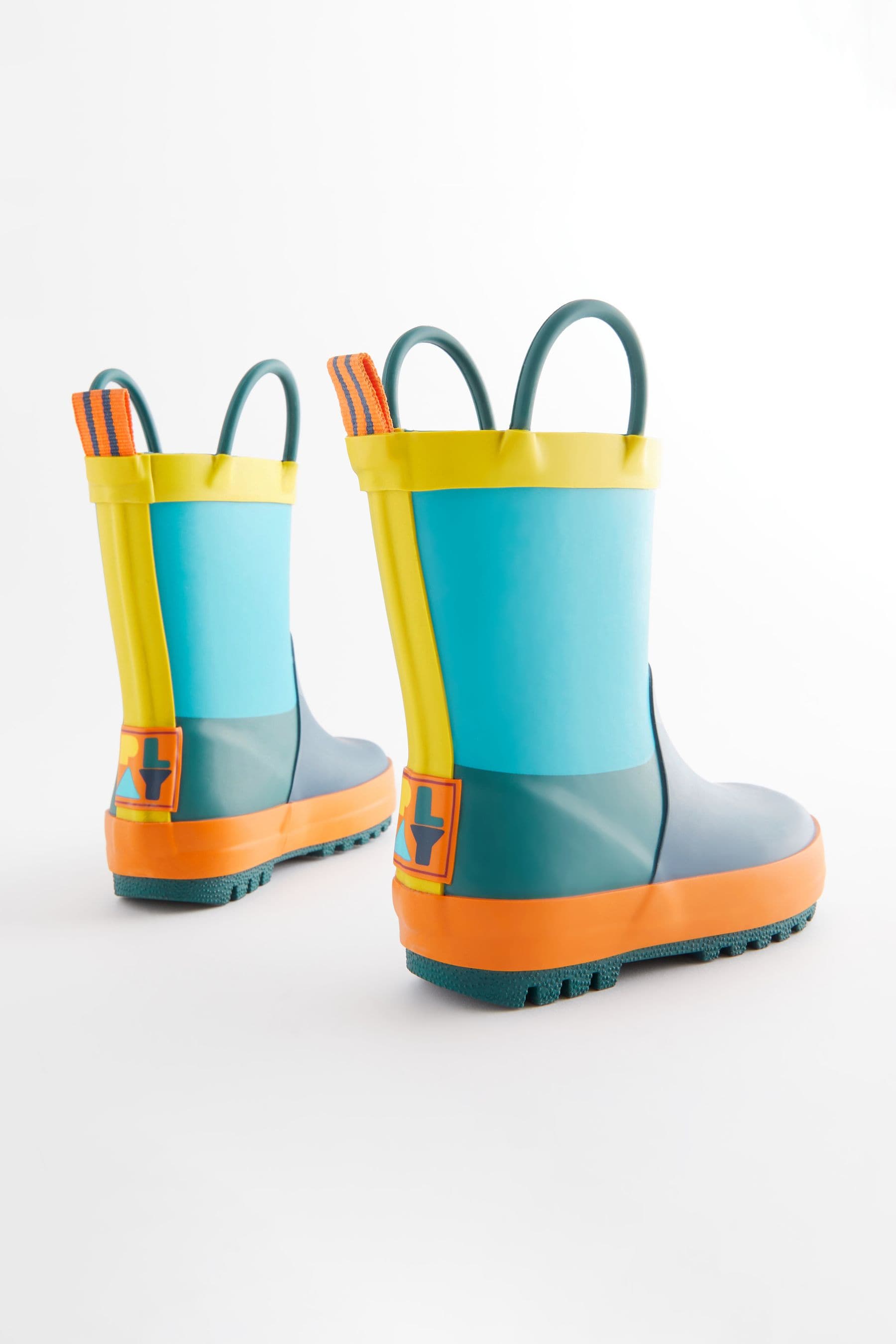 Bright Colourblock Handle Wellies