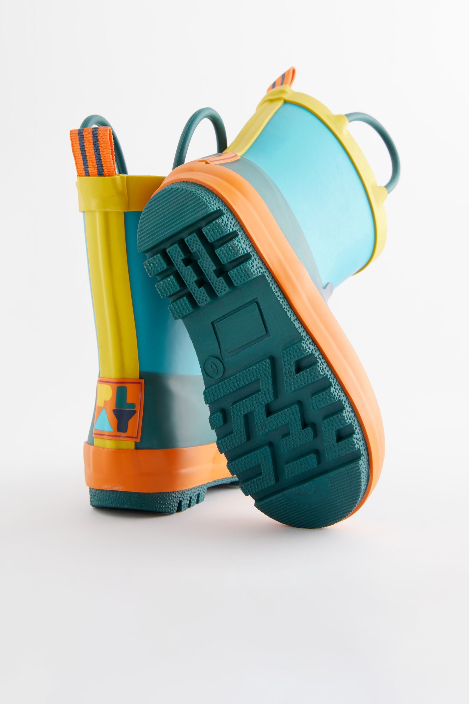 Bright Colourblock Handle Wellies