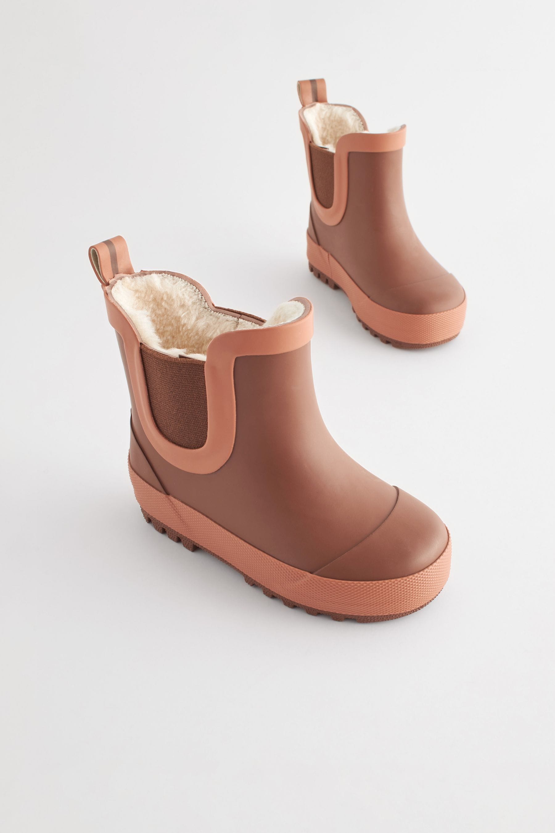 Rust Brown Warm Lined Ankle Wellies