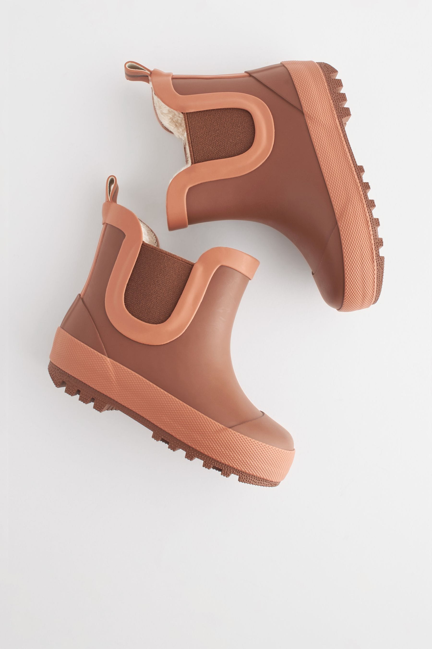 Rust Brown Warm Lined Ankle Wellies