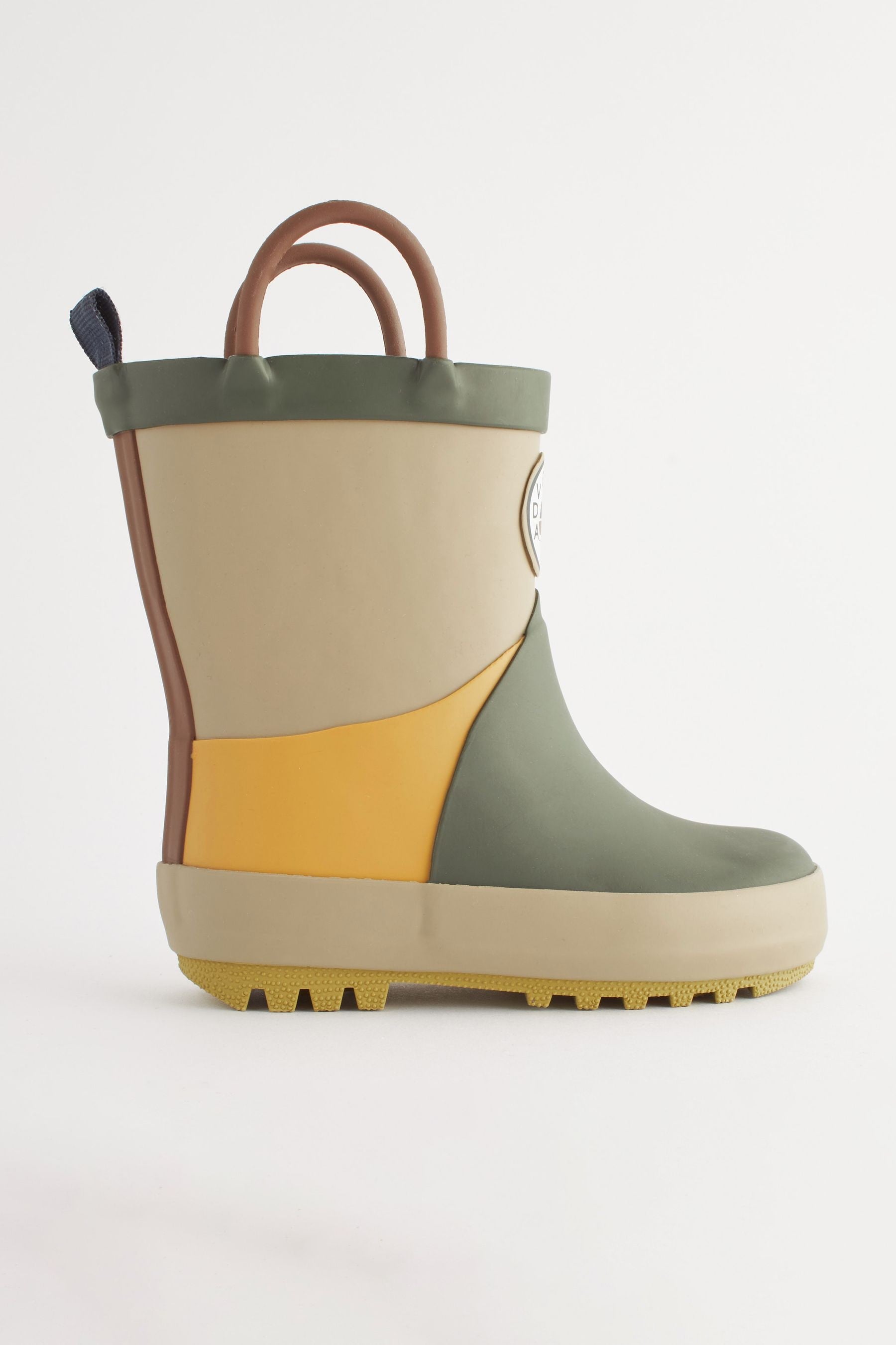 Neutral Colourblock Handle Wellies