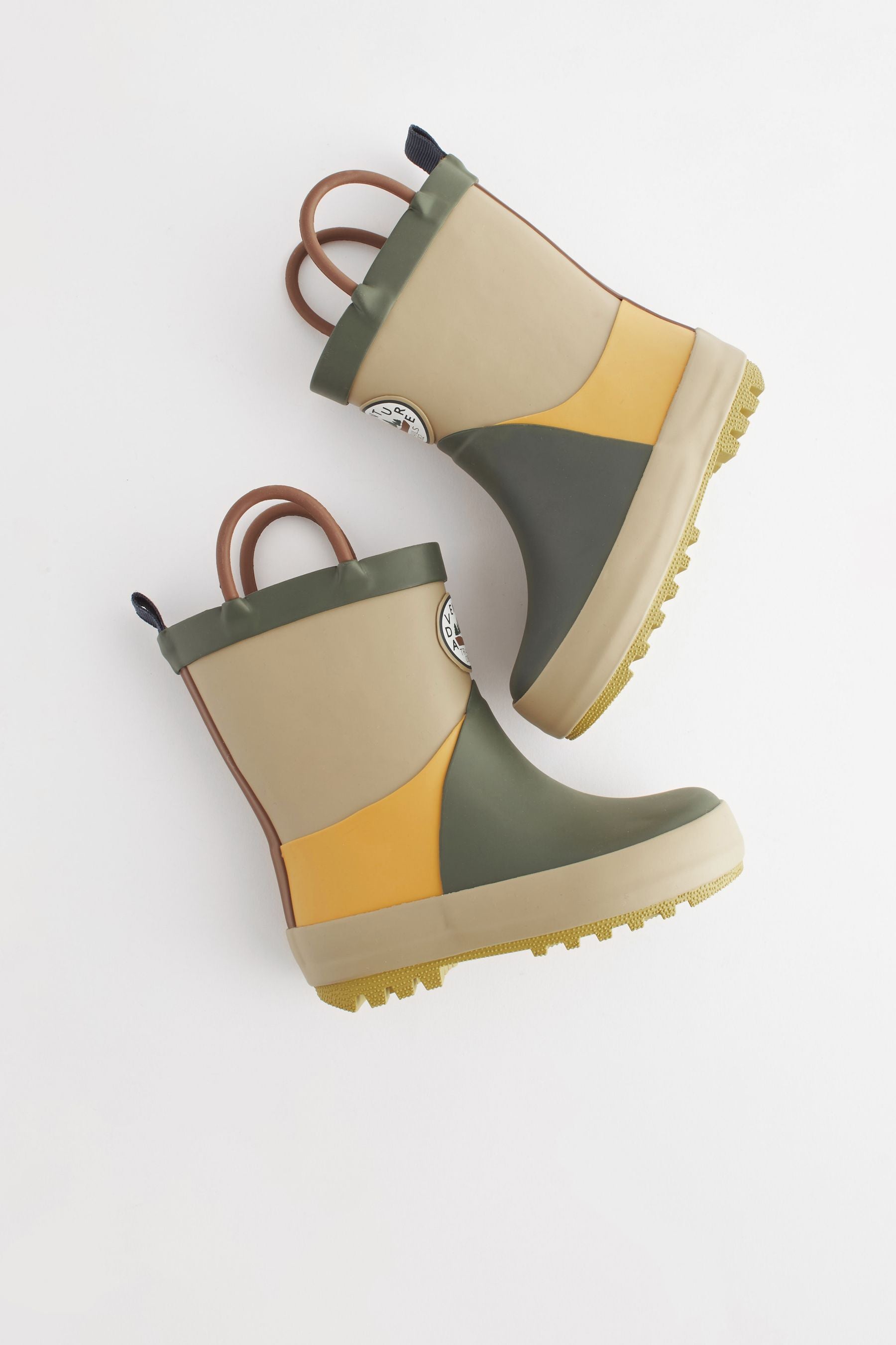 Neutral Colourblock Handle Wellies