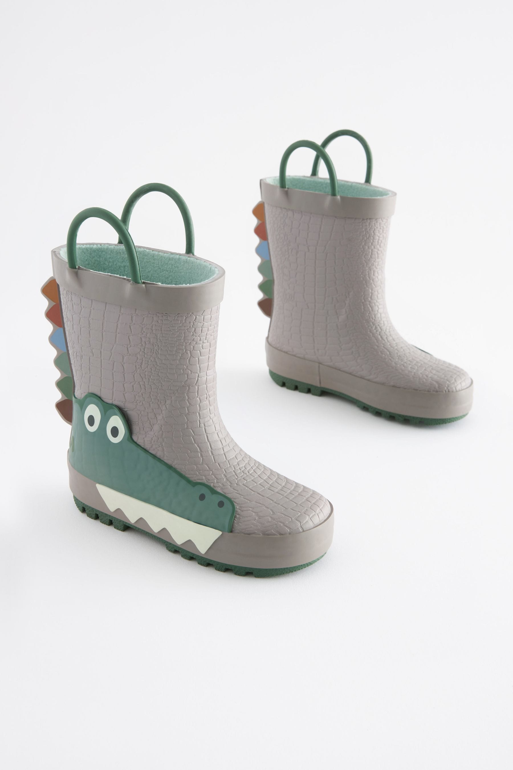 Neutral 3D Crocodile Handle Wellies