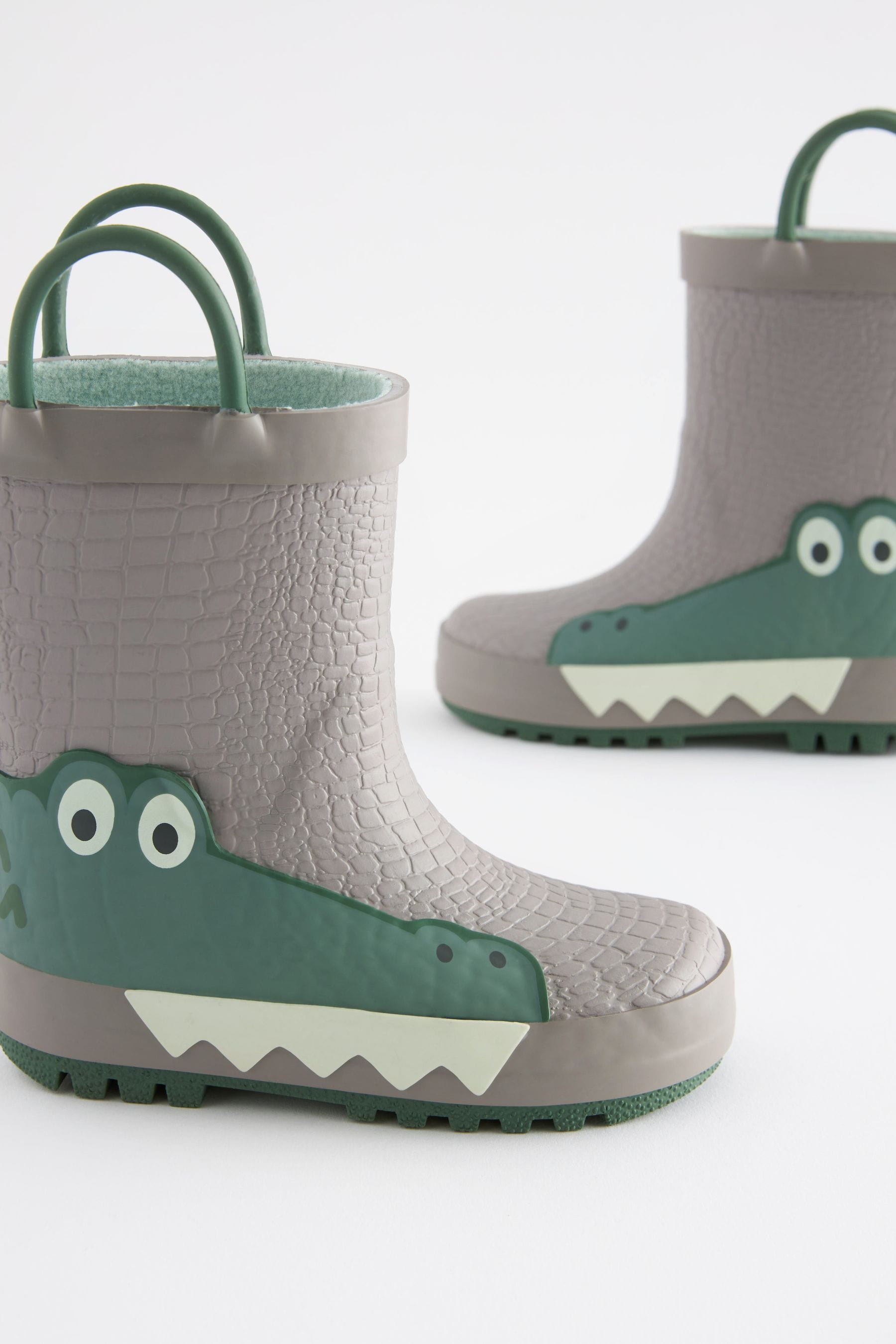 Neutral 3D Crocodile Handle Wellies