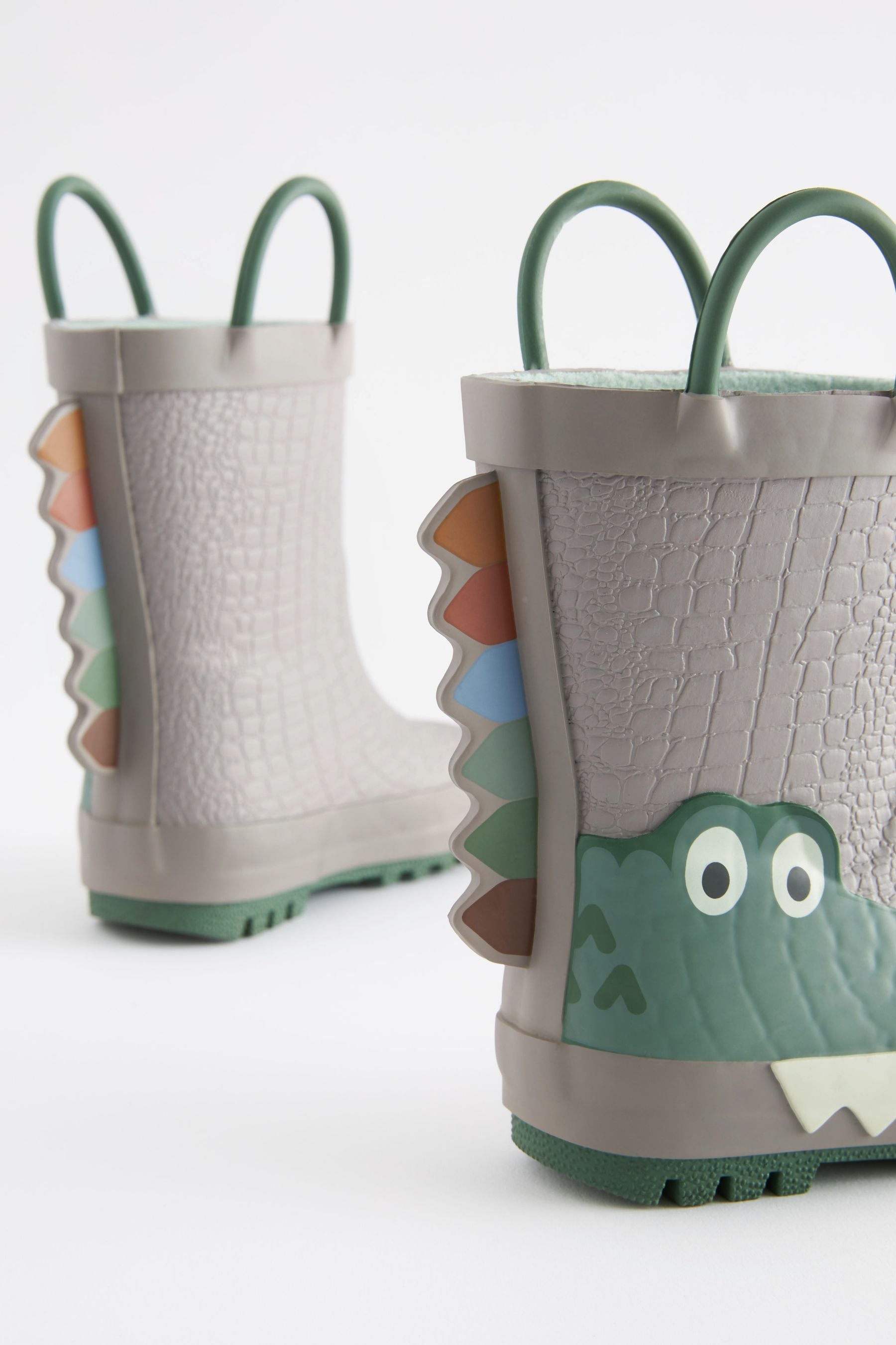 Neutral 3D Crocodile Handle Wellies