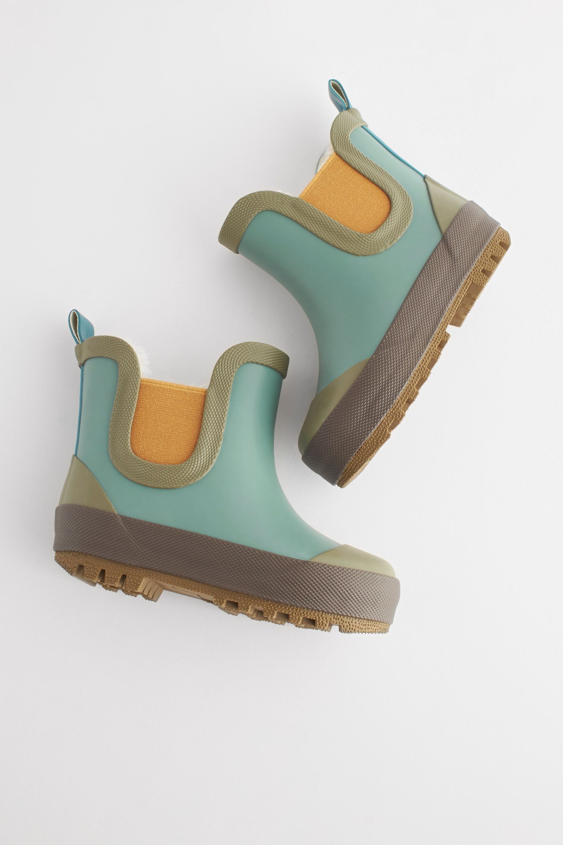 Blue Colourblock Warm Lined Ankle Wellies