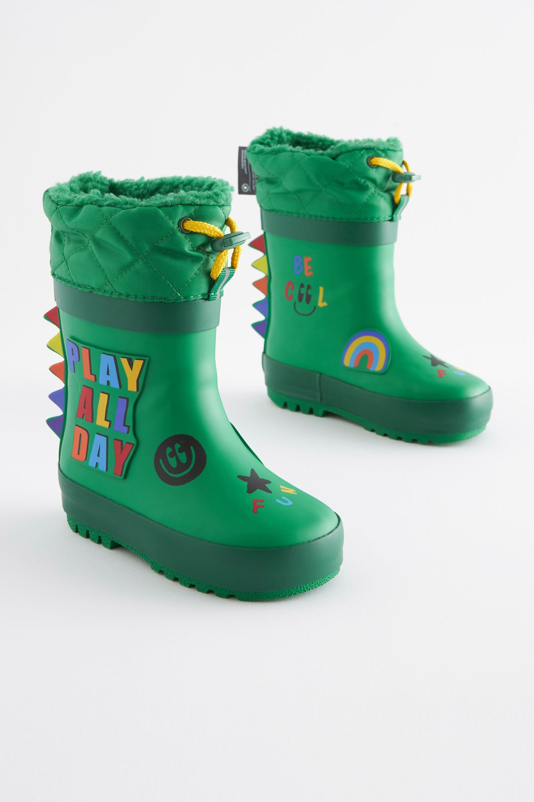 Green Play All Day Cuff Wellies