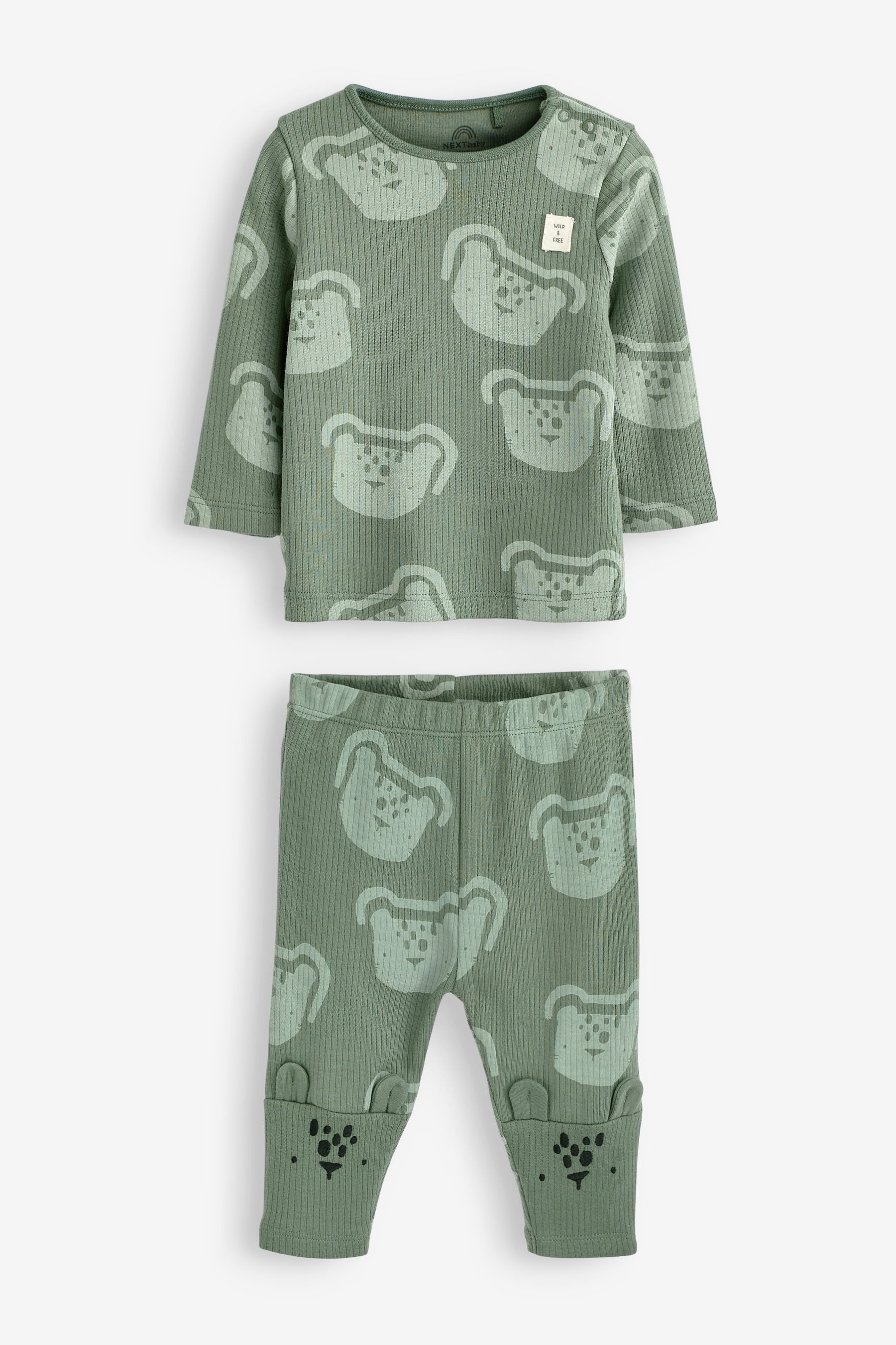 Green 2 Piece Baby T-Shirt And Leggings Set