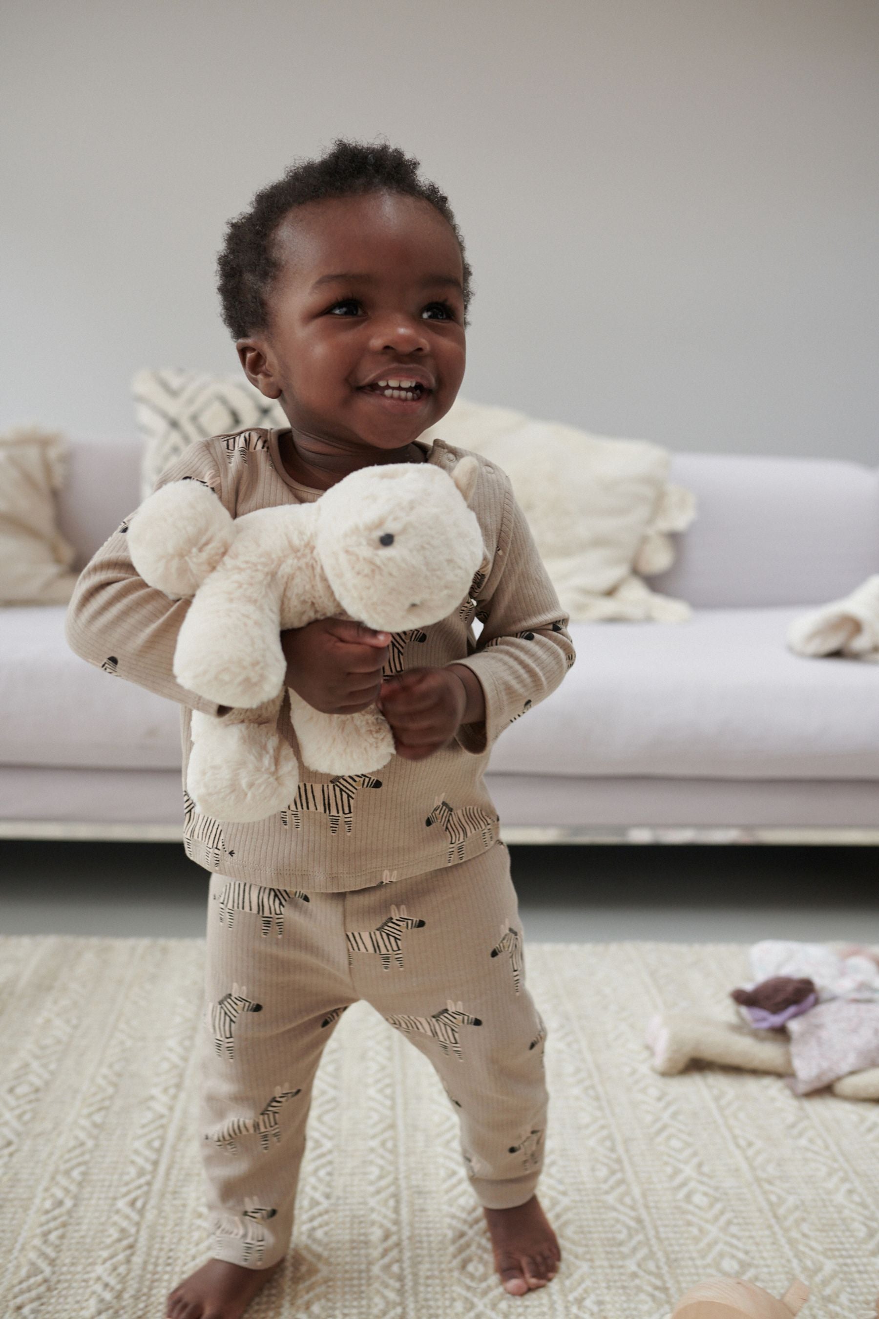 Neutral  Zebra Print Baby T-Shirt And Leggings 2 Piece Set