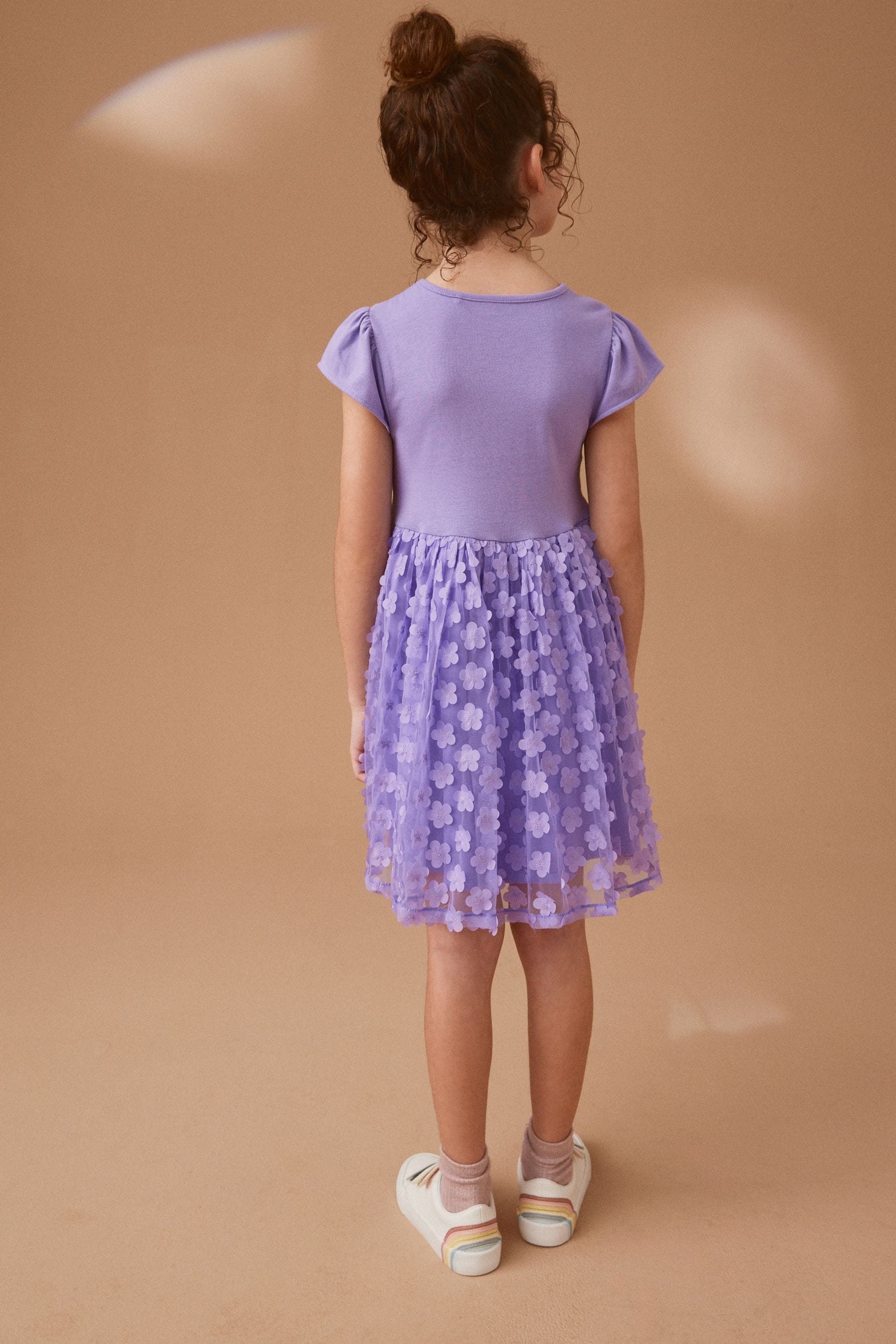 Lilac Purple 3D Floral Skirt Dress (3-12yrs)