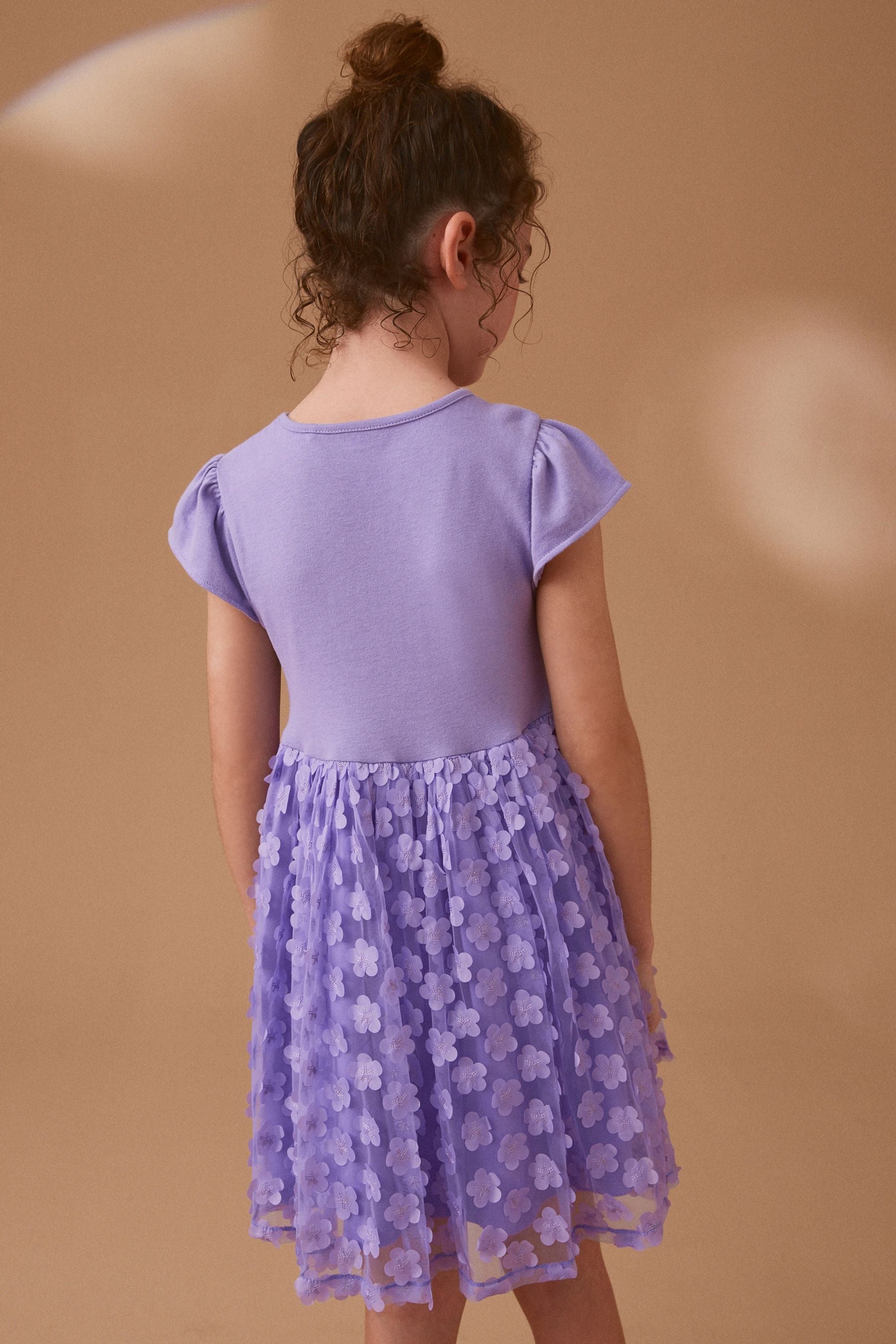 Lilac Purple 3D Floral Skirt Dress (3-12yrs)