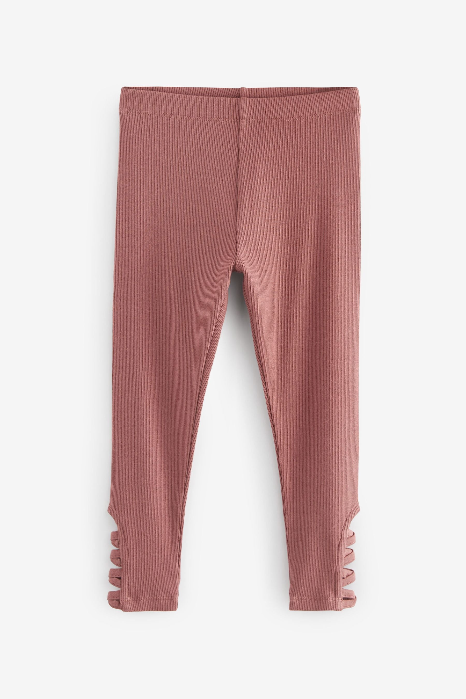 Dusky Pink Ballet Hem Rib Leggings (3-16yrs)