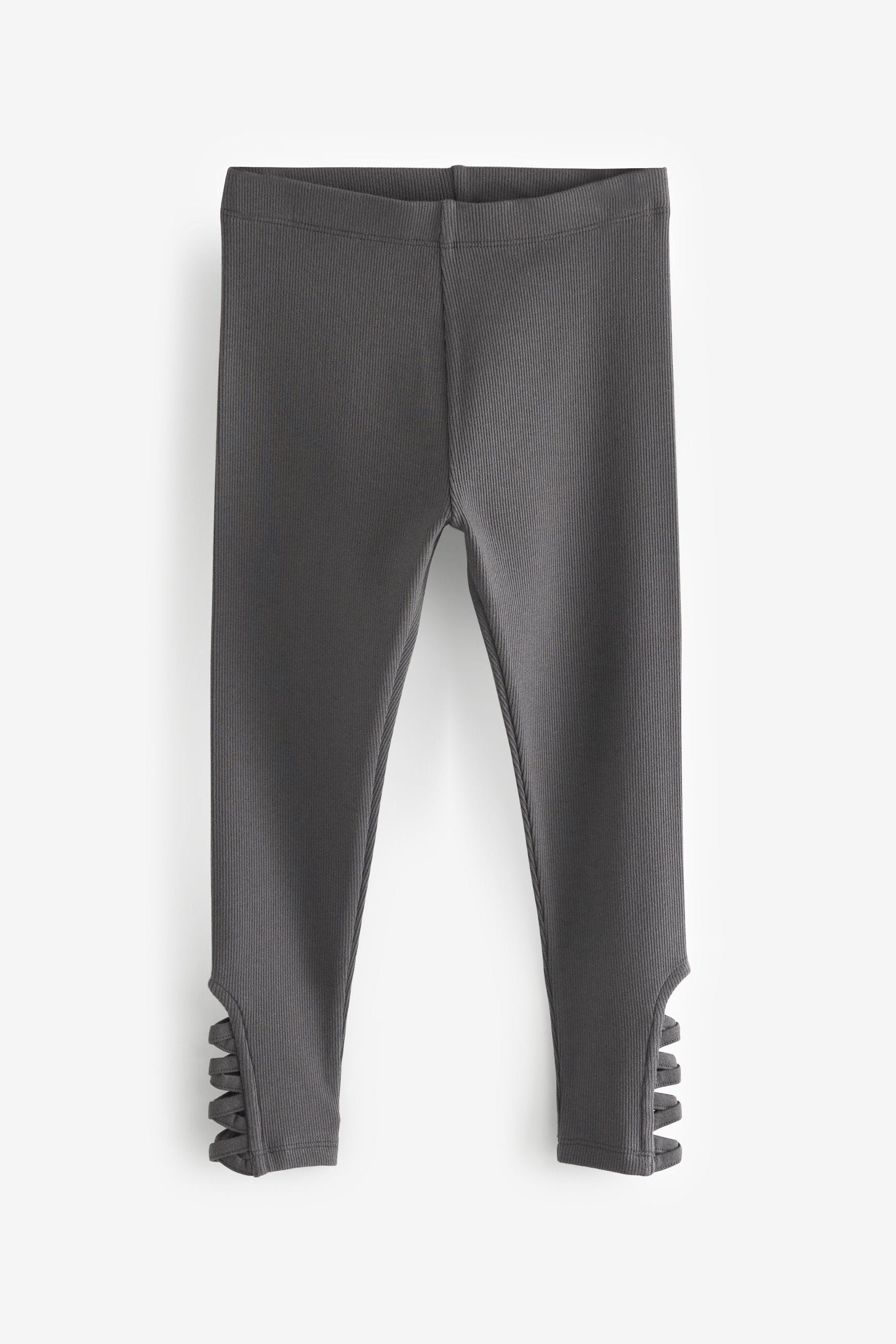 Charcoal Grey Ballet Hem Rib Leggings (3-16yrs)