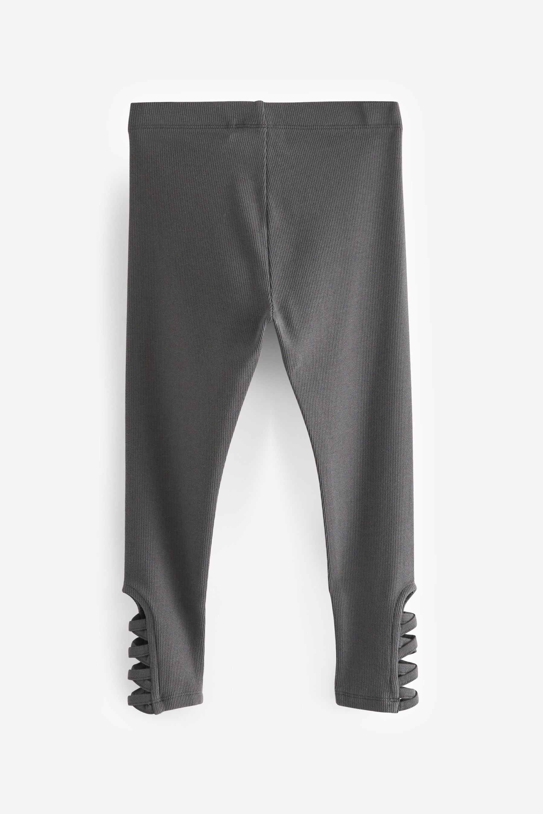 Charcoal Grey Ballet Hem Rib Leggings (3-16yrs)