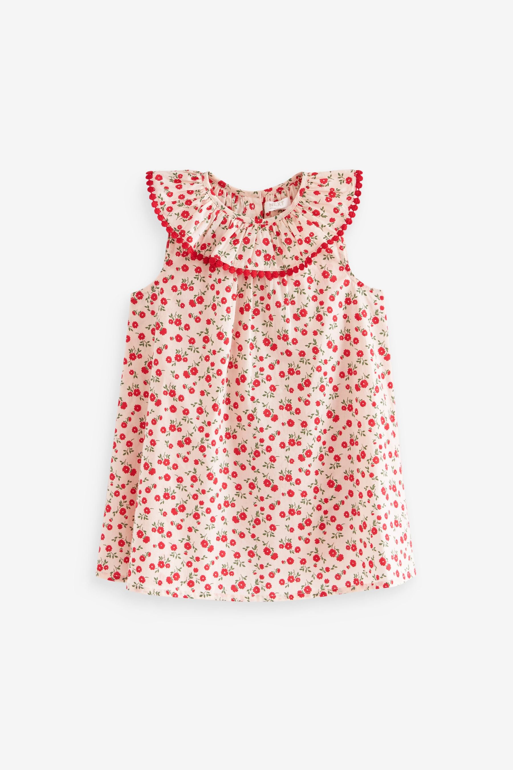 Cream/Red Ditsy Printed Dress And Cardigan Set (3mths-8yrs)