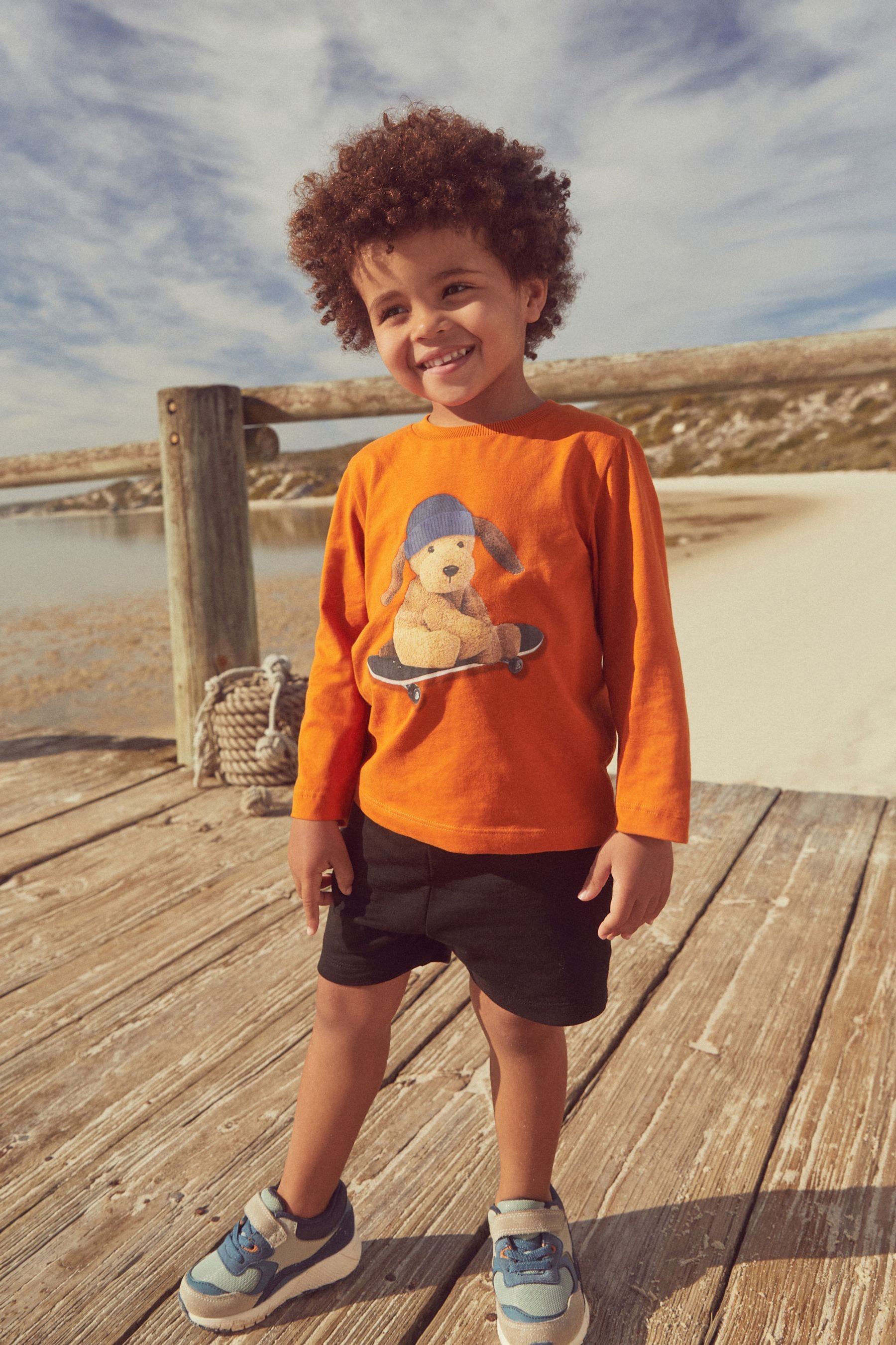 Orange Dog Scooter Long Sleeve Character T-Shirt (3mths-7yrs)