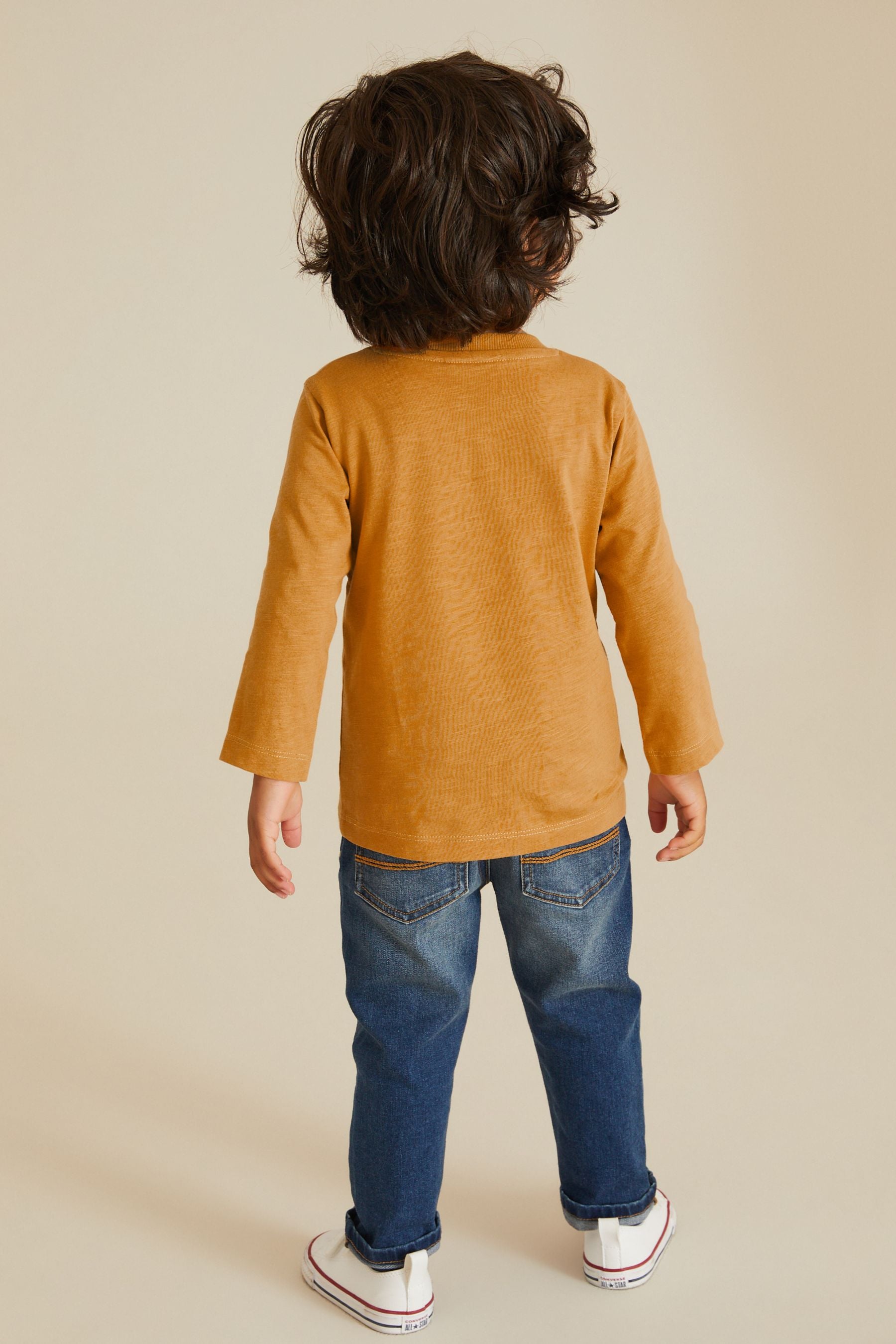 Ochre Yellow Smile Star Long Sleeve Character T-Shirt (3mths-7yrs)