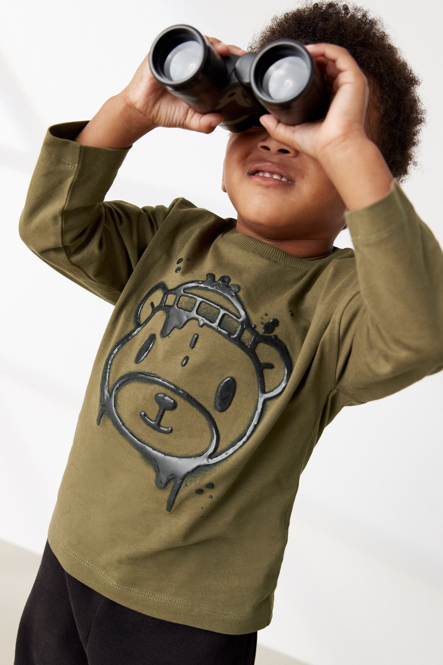 Khaki Green Bear Long Sleeve Character T-Shirt (3mths-7yrs)