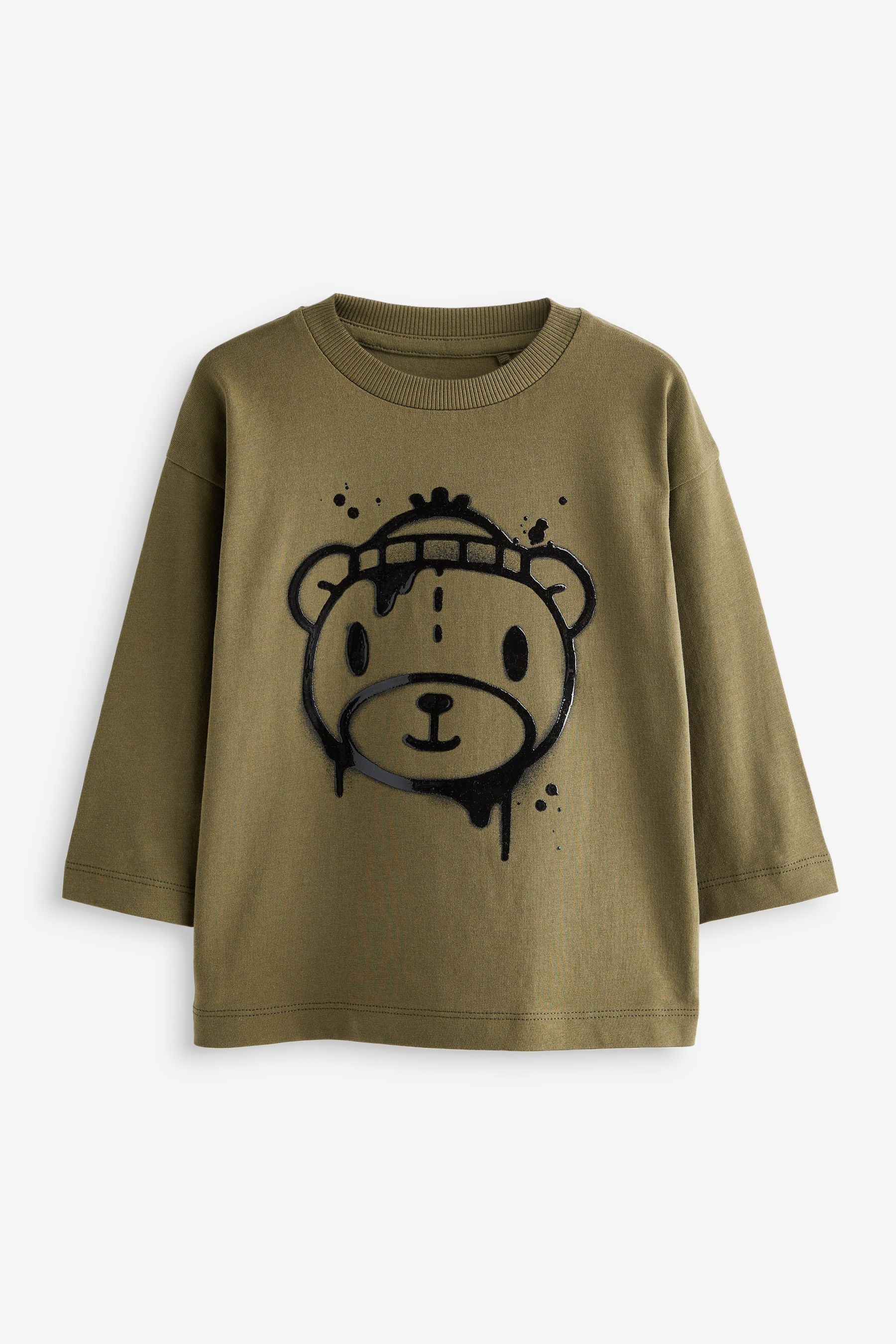 Khaki Green Bear Long Sleeve Character T-Shirt (3mths-7yrs)