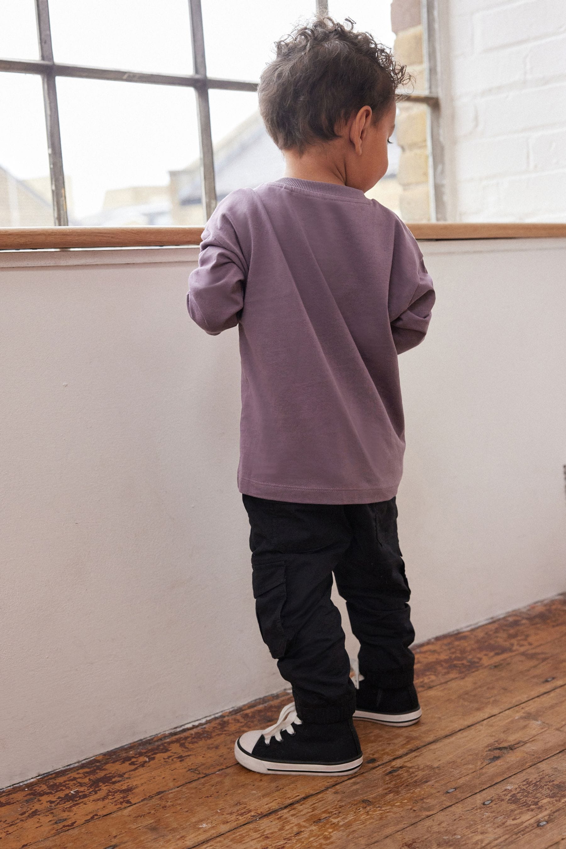 Purple Fox Long Sleeve Pocket T-Shirt (3mths-7yrs)