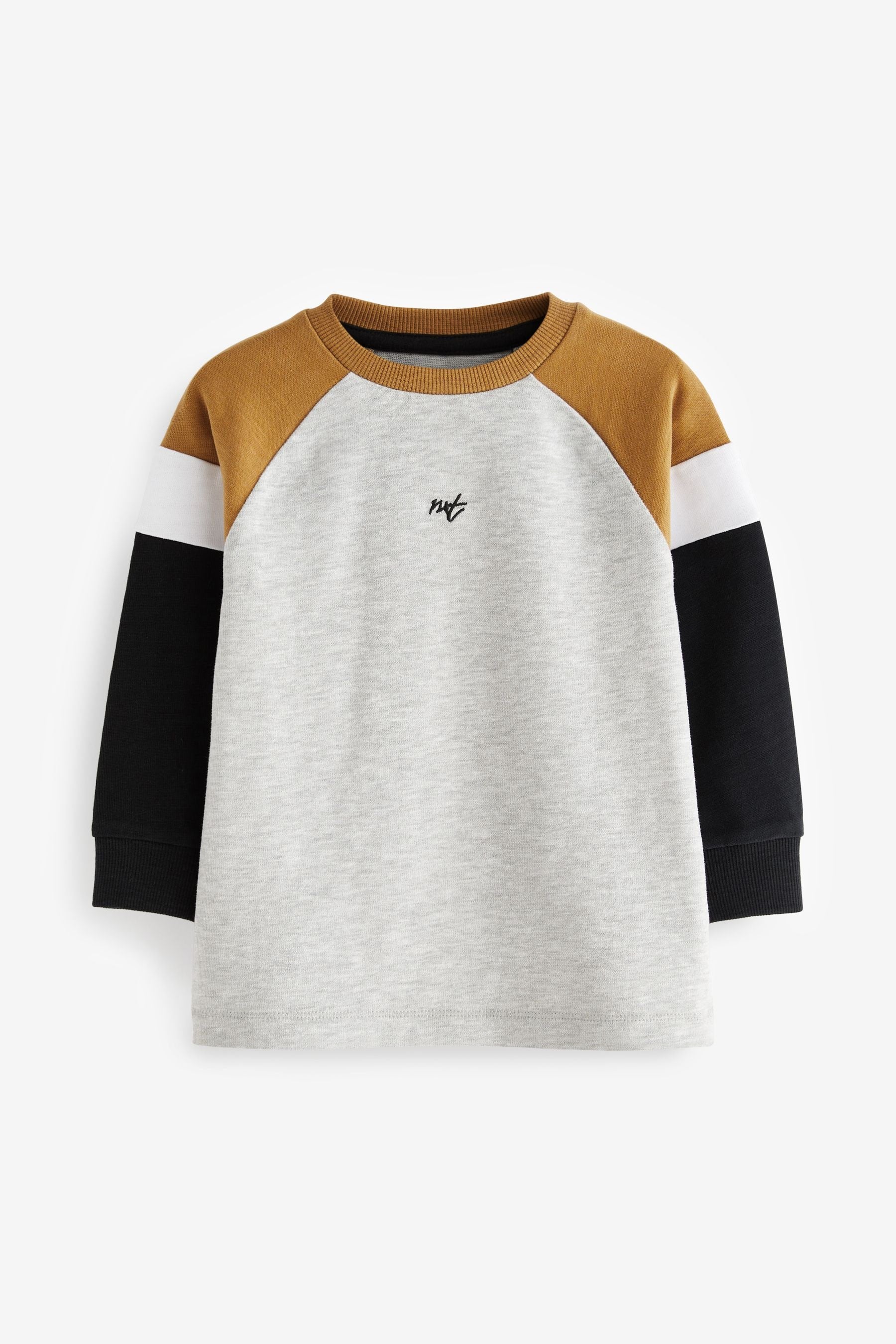 Grey Mono Cosy Colourblock Long Sleeve T-Shirt (3mths-7yrs)