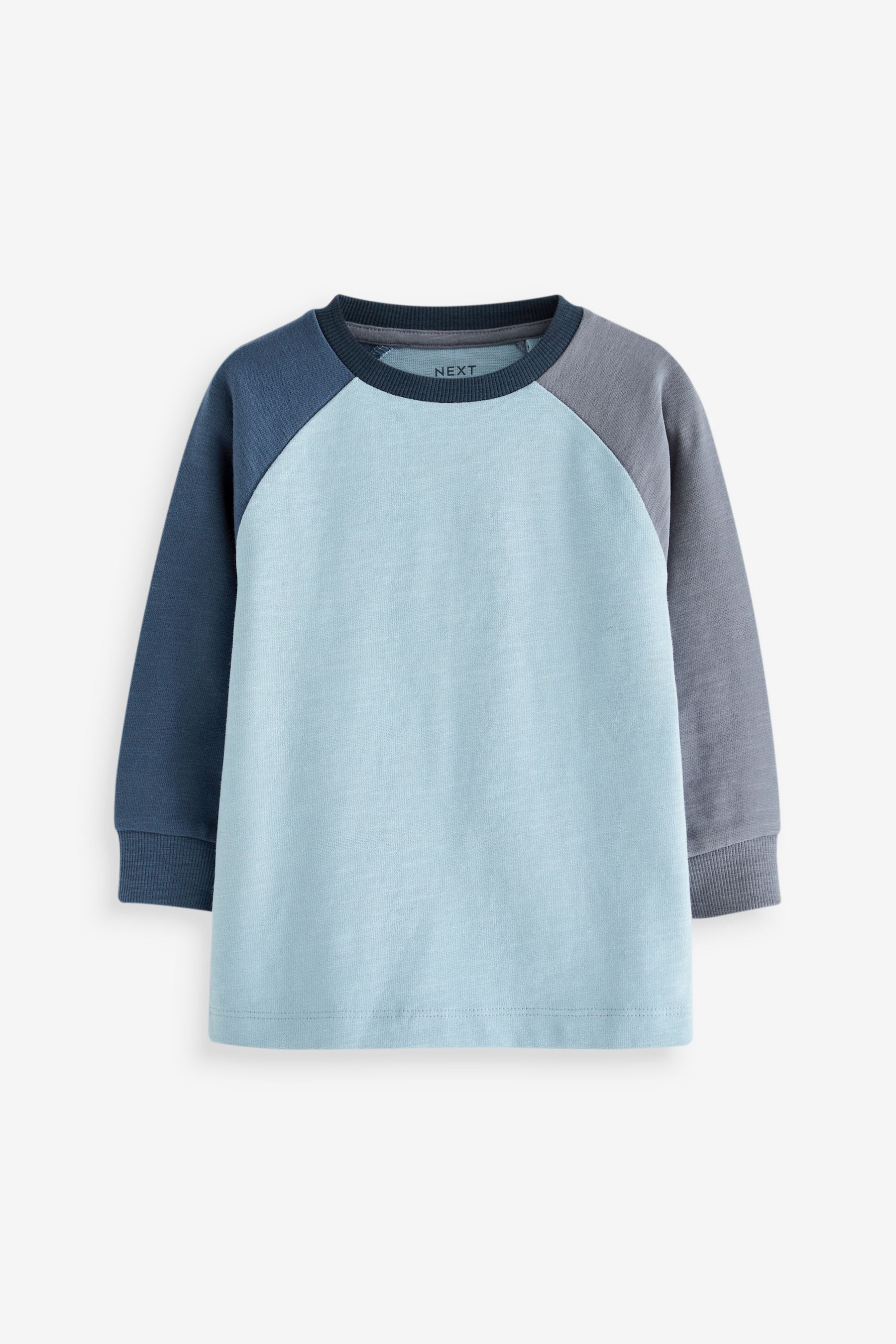 Blue Cosy Colourblock Long Sleeve T-Shirt (3mths-7yrs)